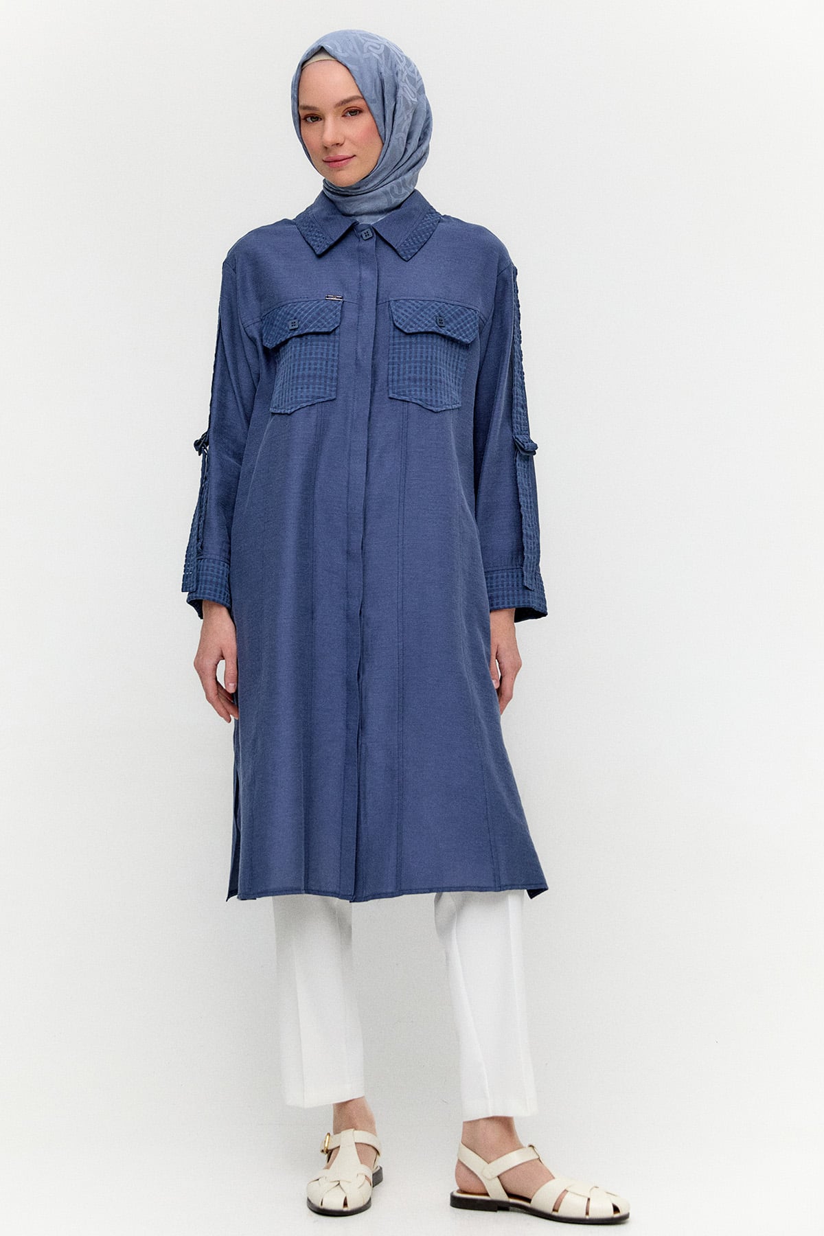 Kargo Cepli File Detaylı Tunik, Tesettür Giyim