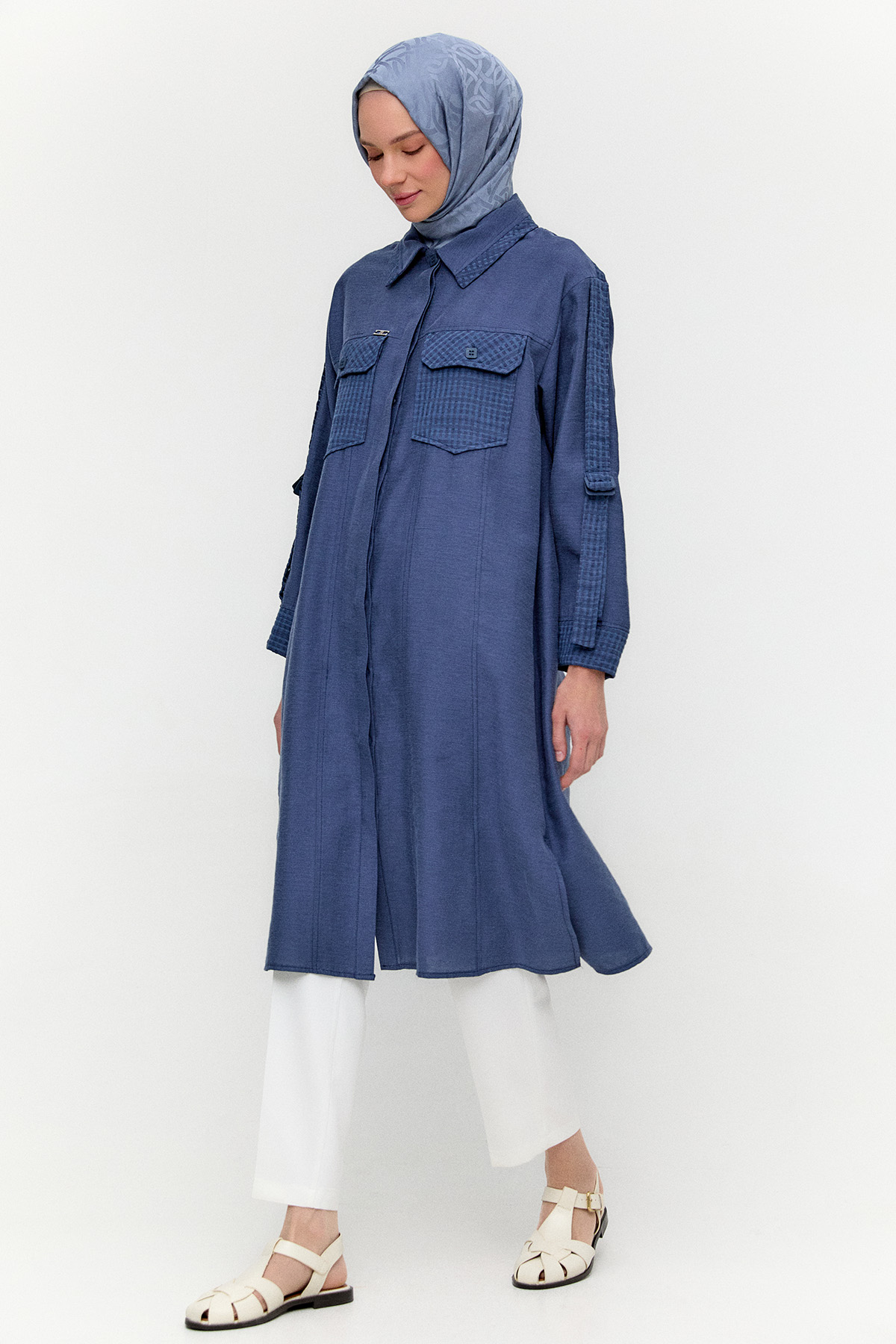 Kargo Cepli File Detaylı Tunik, Tesettür Giyim
