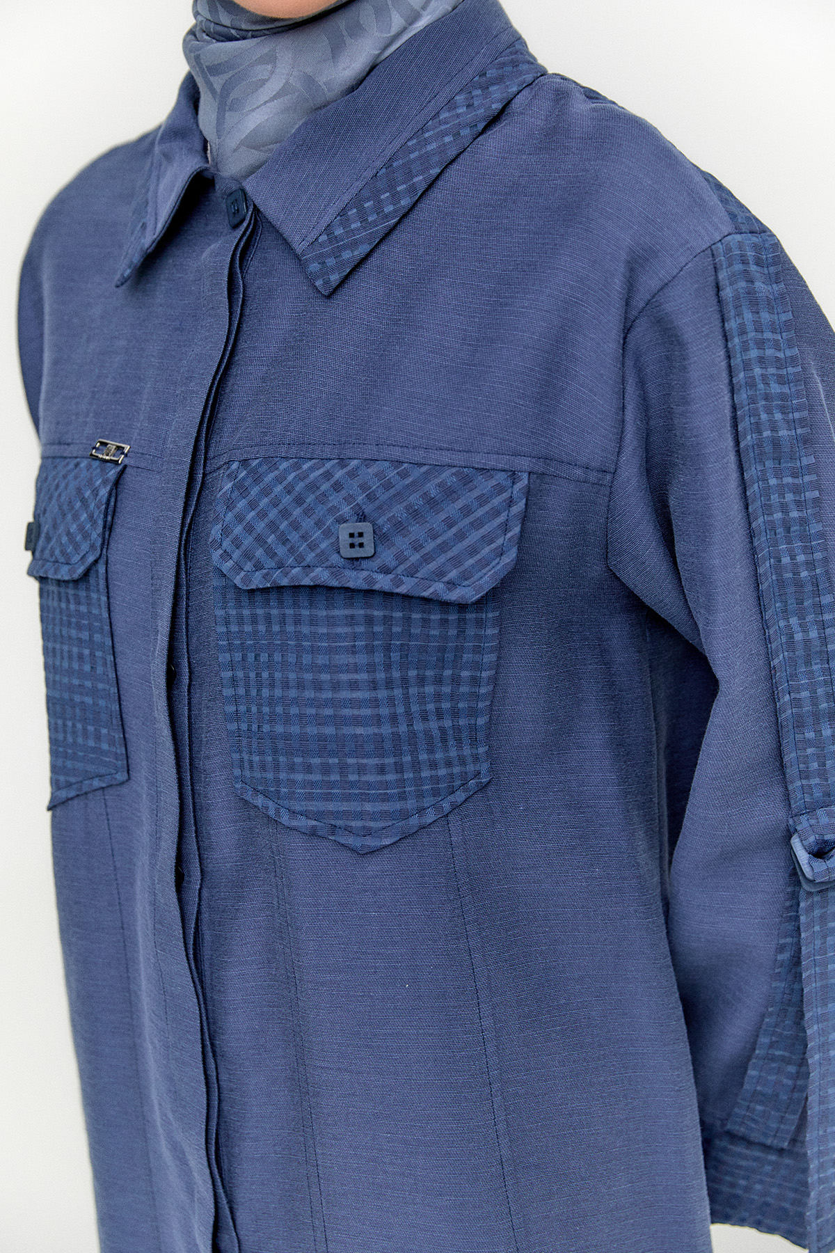 Kargo Cepli File Detaylı Tunik, Tesettür Giyim