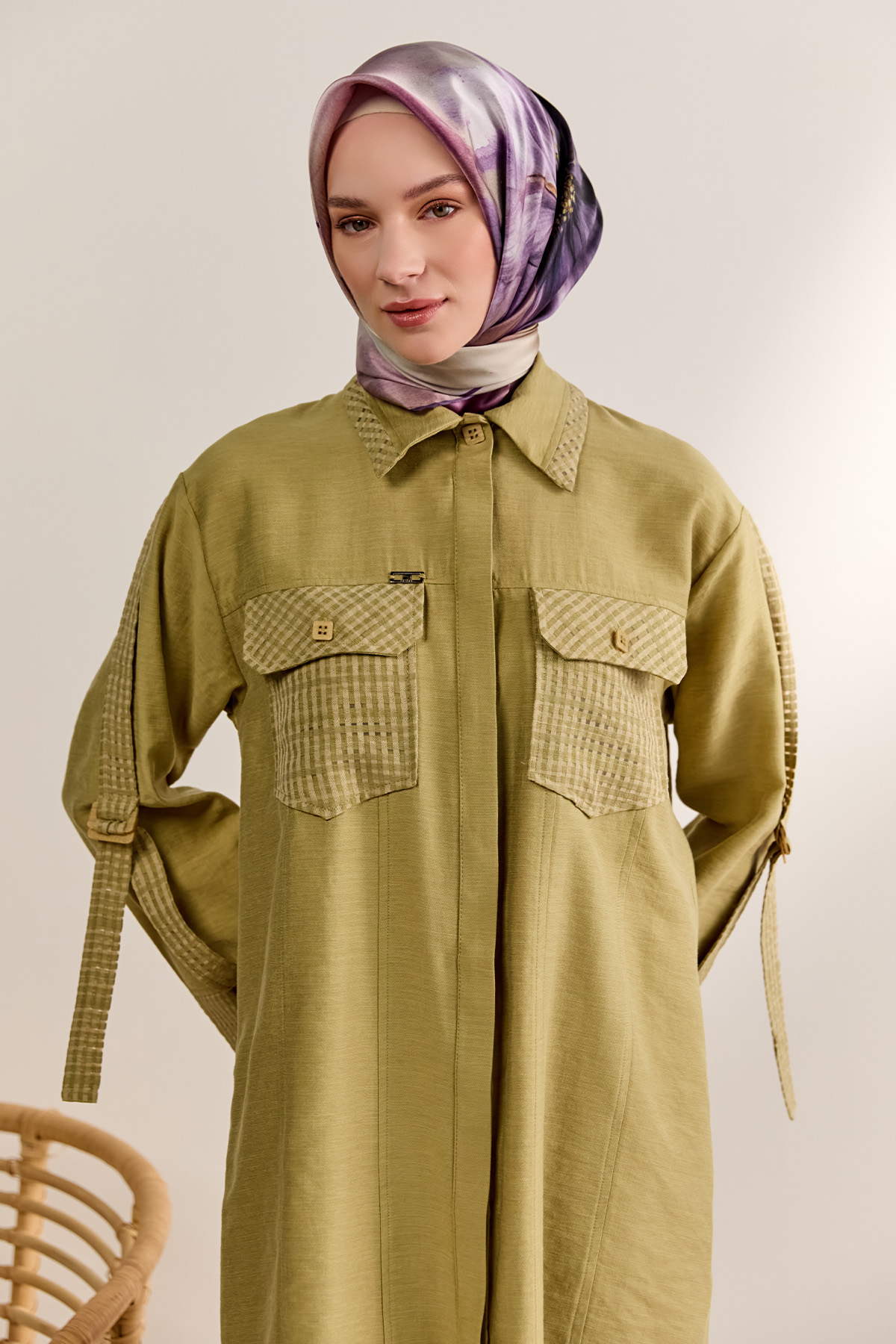 Kargo Cepli File Detaylı Tunik, Tesettür Giyim