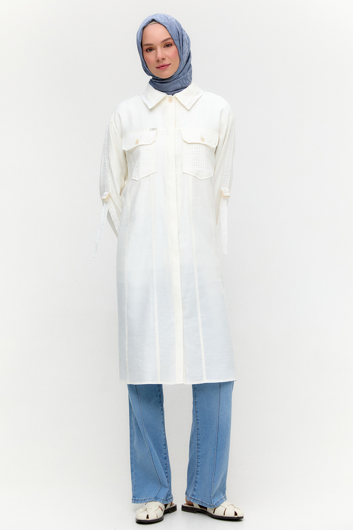 Kargo Cepli File Detaylı Tunik, Tesettür Giyim