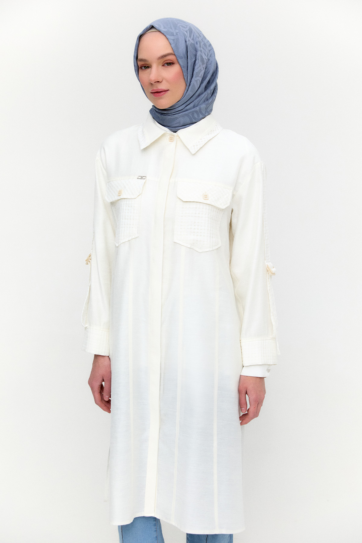 Kargo Cepli File Detaylı Tunik, Tesettür Giyim