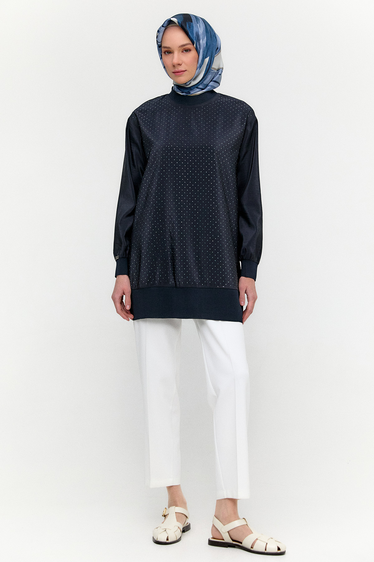 Hotfix Baskılı Paraşüt Tunik, Tesettür Giyim