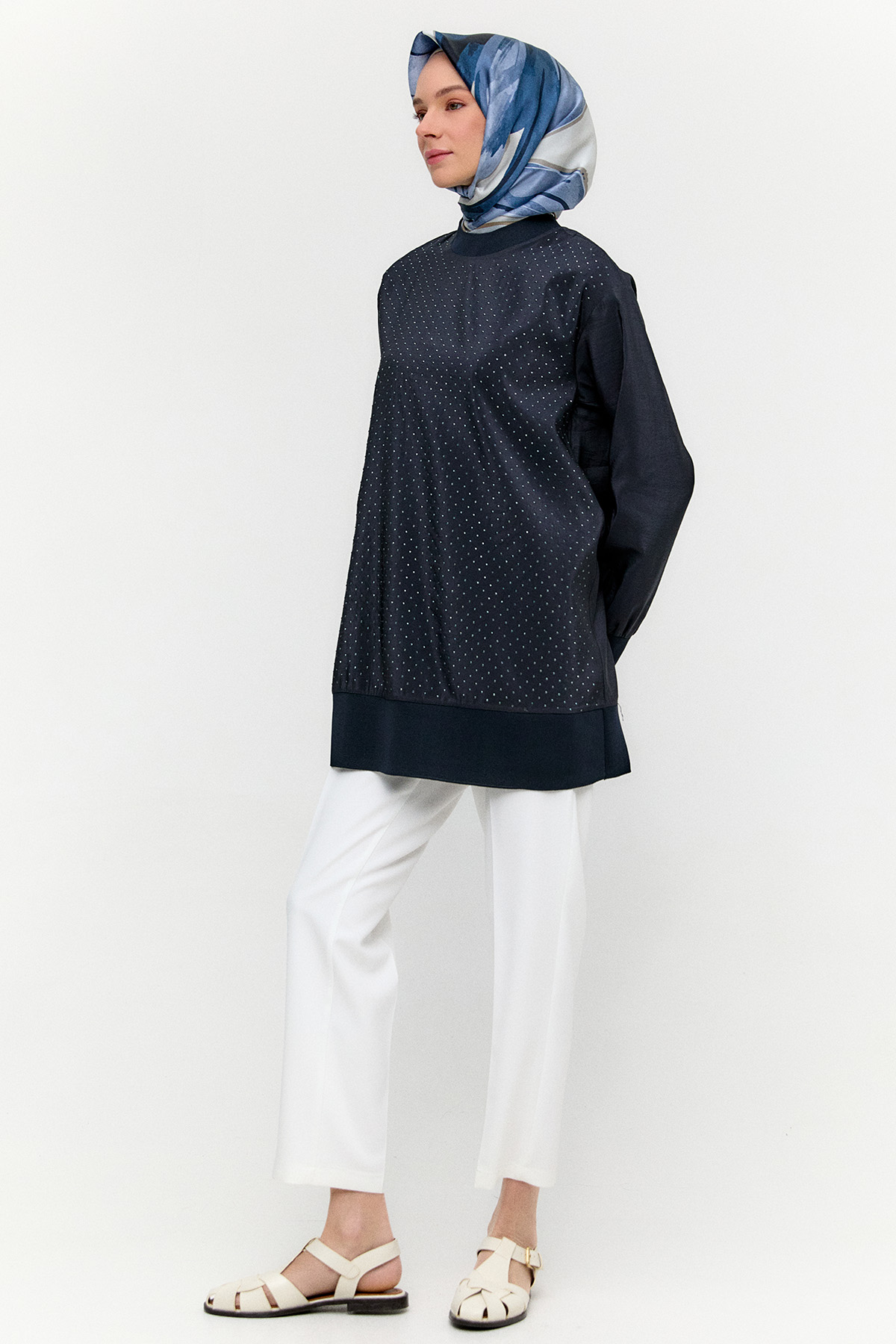 Hotfix Baskılı Paraşüt Tunik, Tesettür Giyim