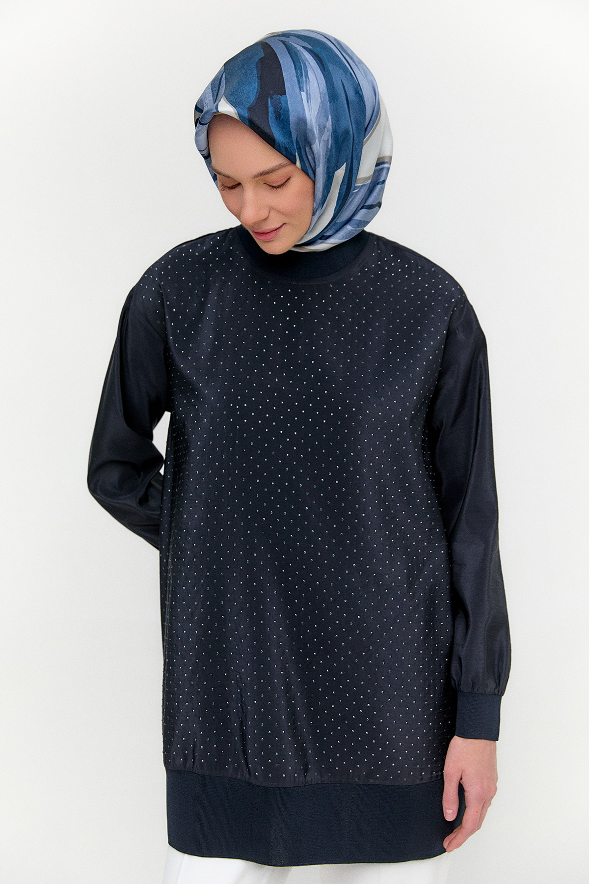 Hotfix Baskılı Paraşüt Tunik, Tesettür Giyim