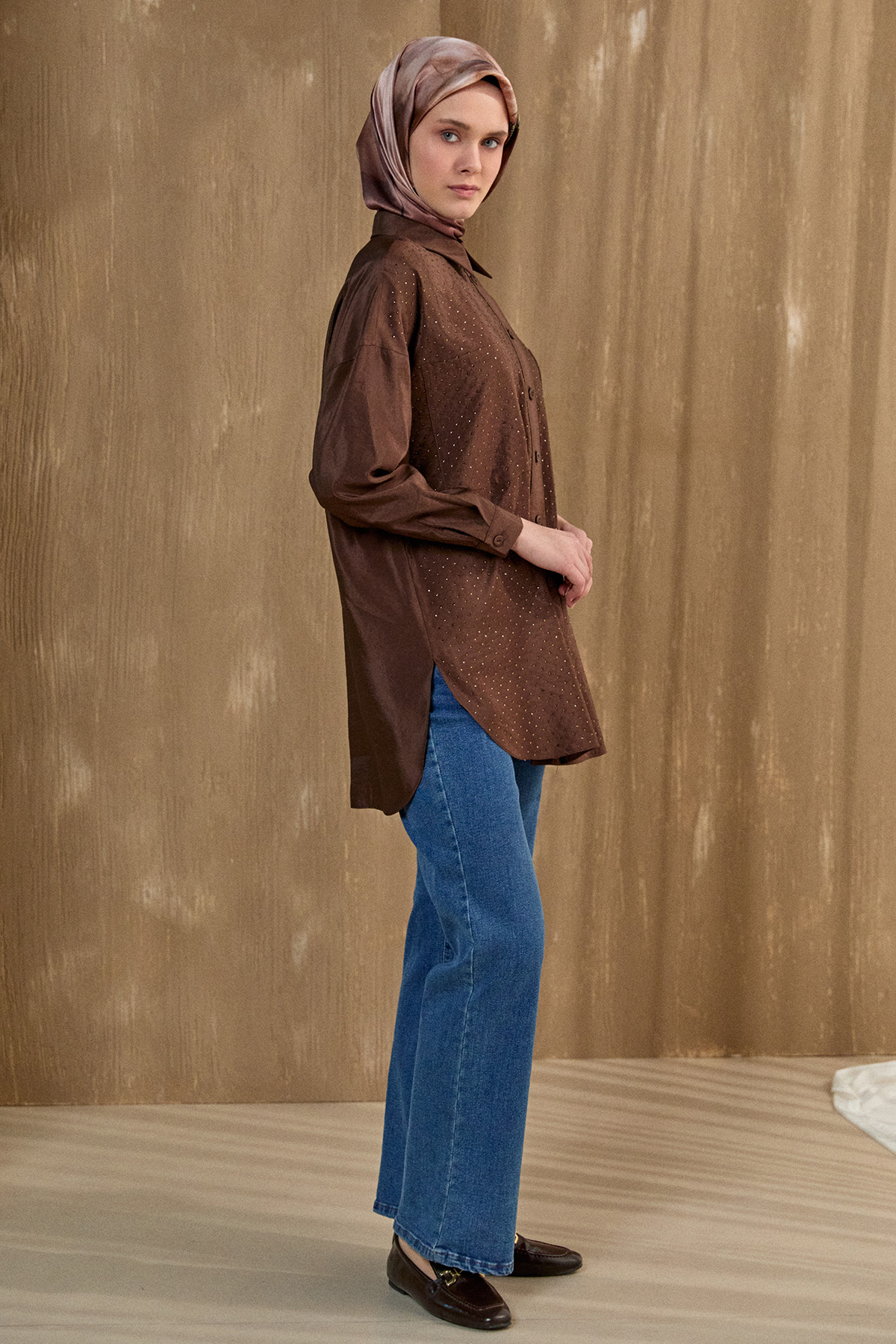 Casual Taşlı Oversize Tunik, Tesettür Giyim