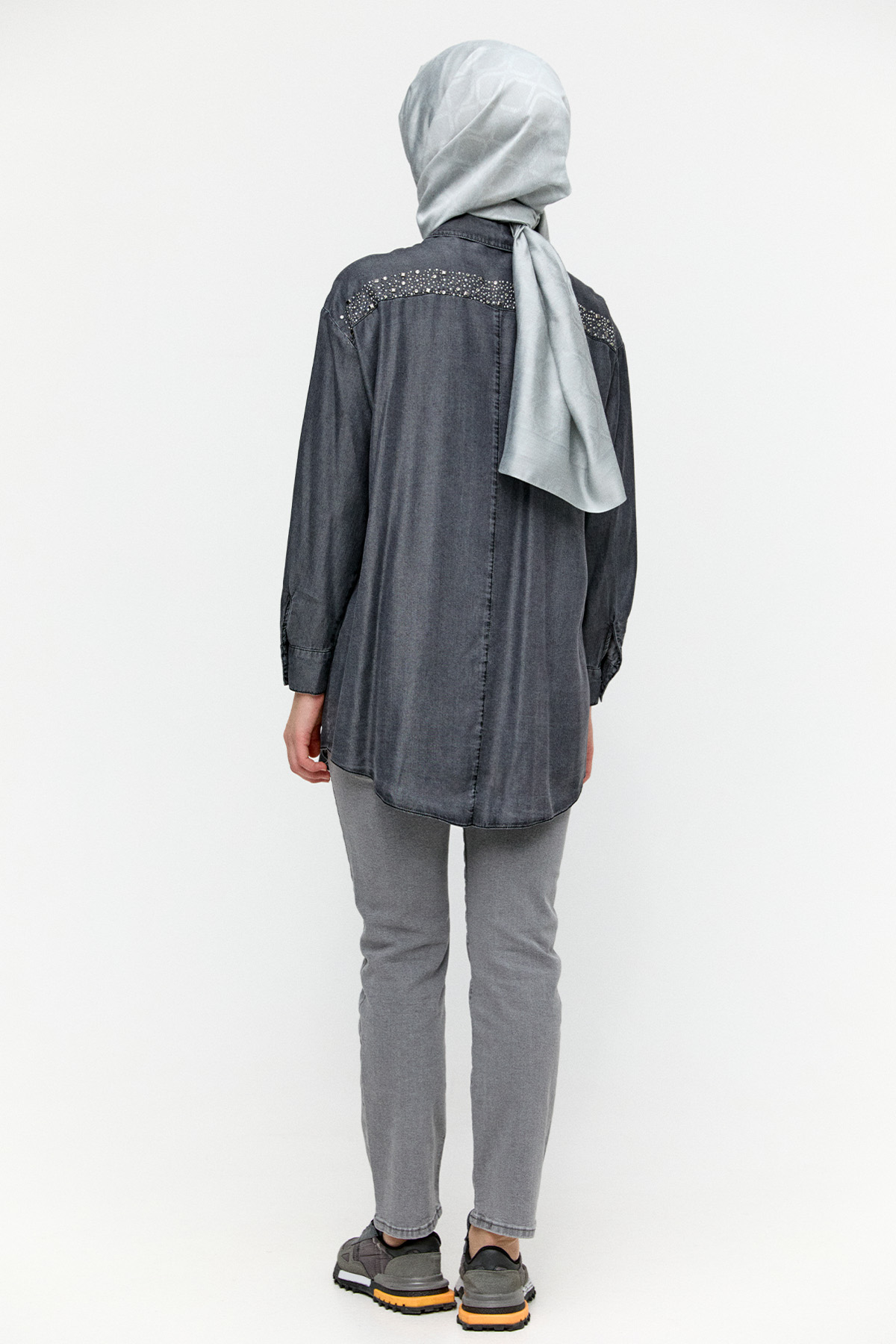 Taş Detaylı Oversize Tunik, Tesettür Giyim