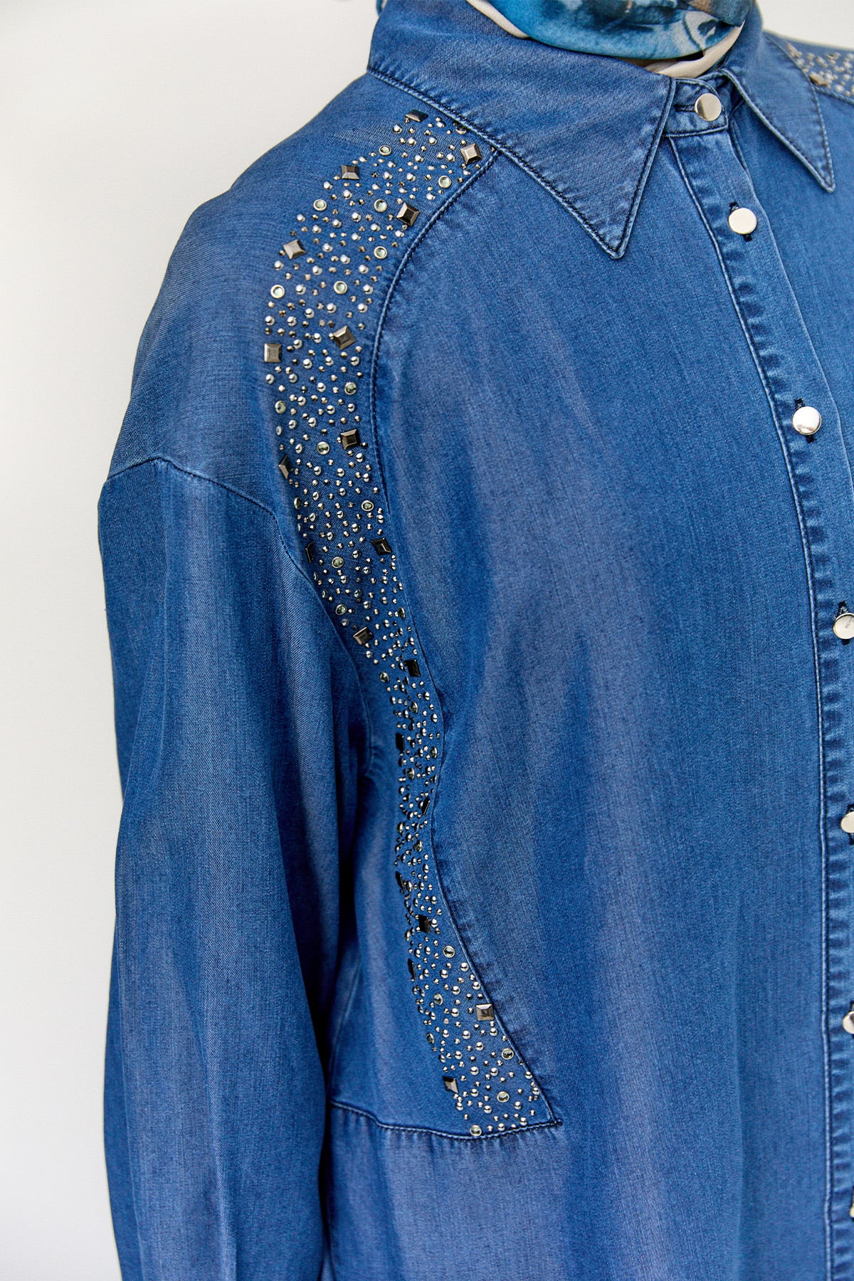 Taş Detaylı Oversize Tunik, Tesettür Giyim