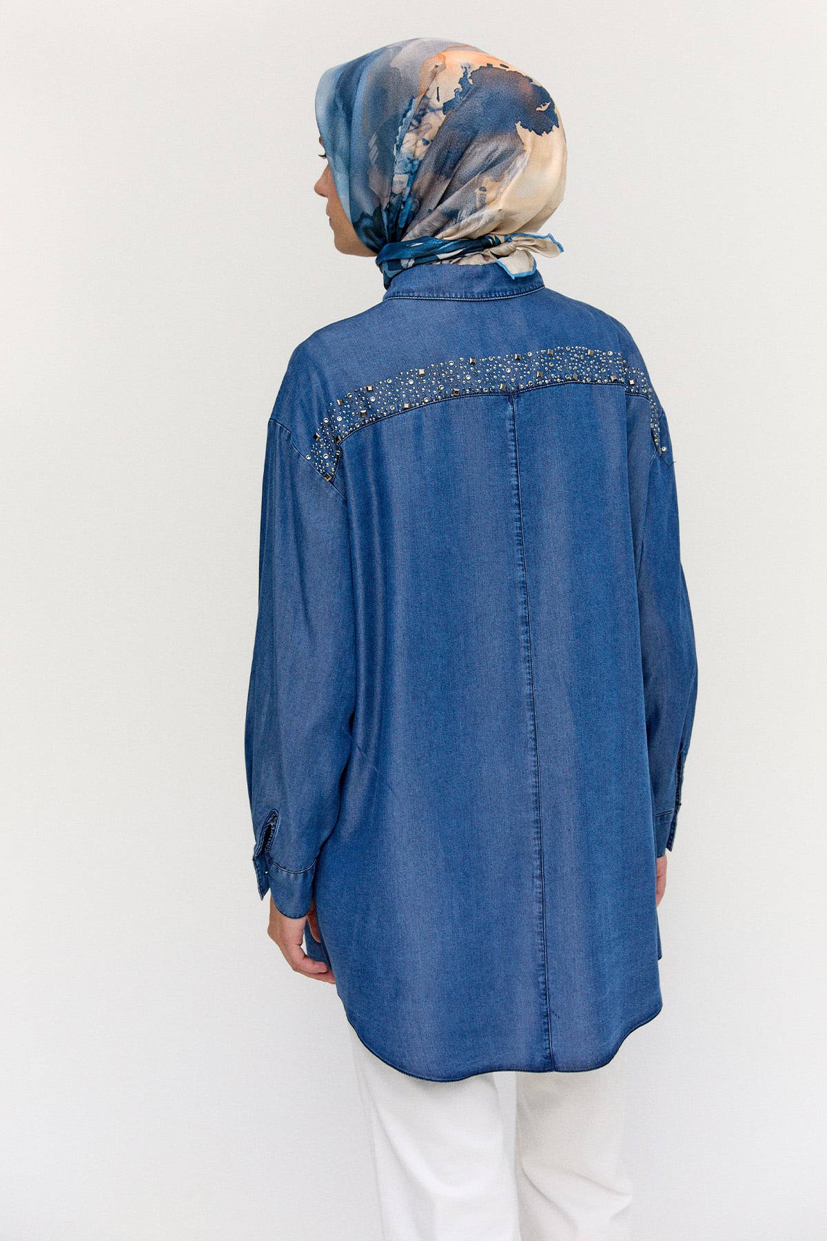 Taş Detaylı Oversize Tunik, Tesettür Giyim