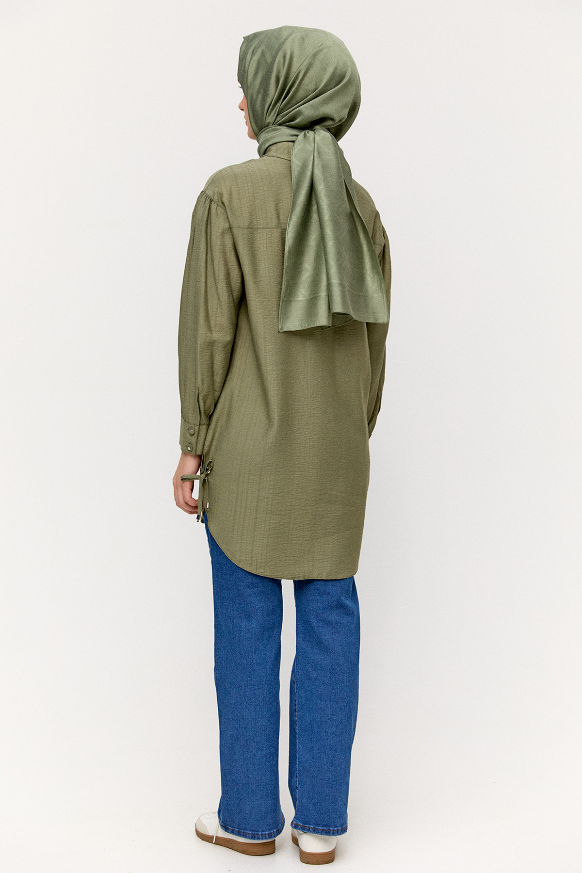 Kuşgözlü Bağlamalı Çizgili Tunik, Tesettür Giyim