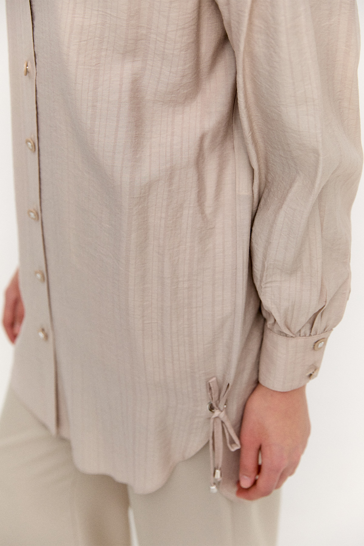 Kuşgözlü Bağlamalı Çizgili Tunik, Tesettür Giyim