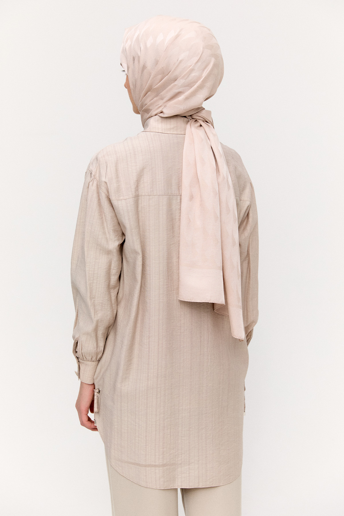 Kuşgözlü Bağlamalı Çizgili Tunik, Tesettür Giyim