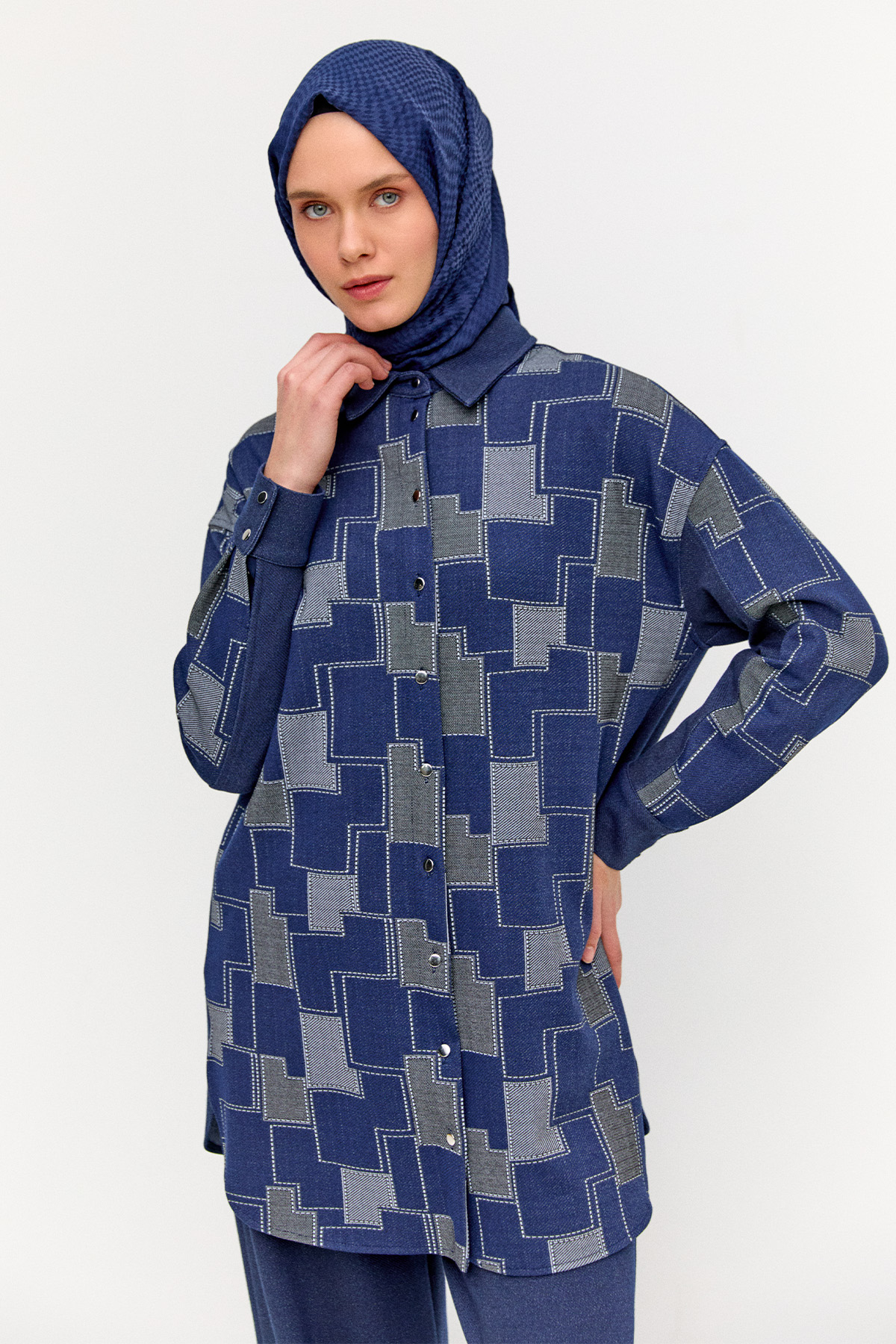 Blok Desenli Tunik, Tesettür Giyim