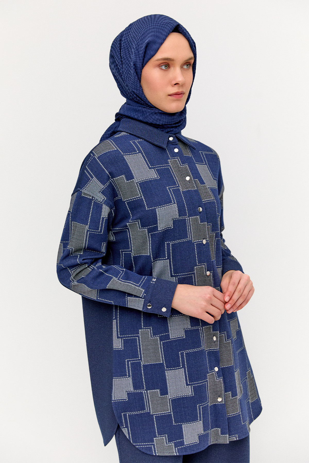 Blok Desenli Tunik, Tesettür Giyim