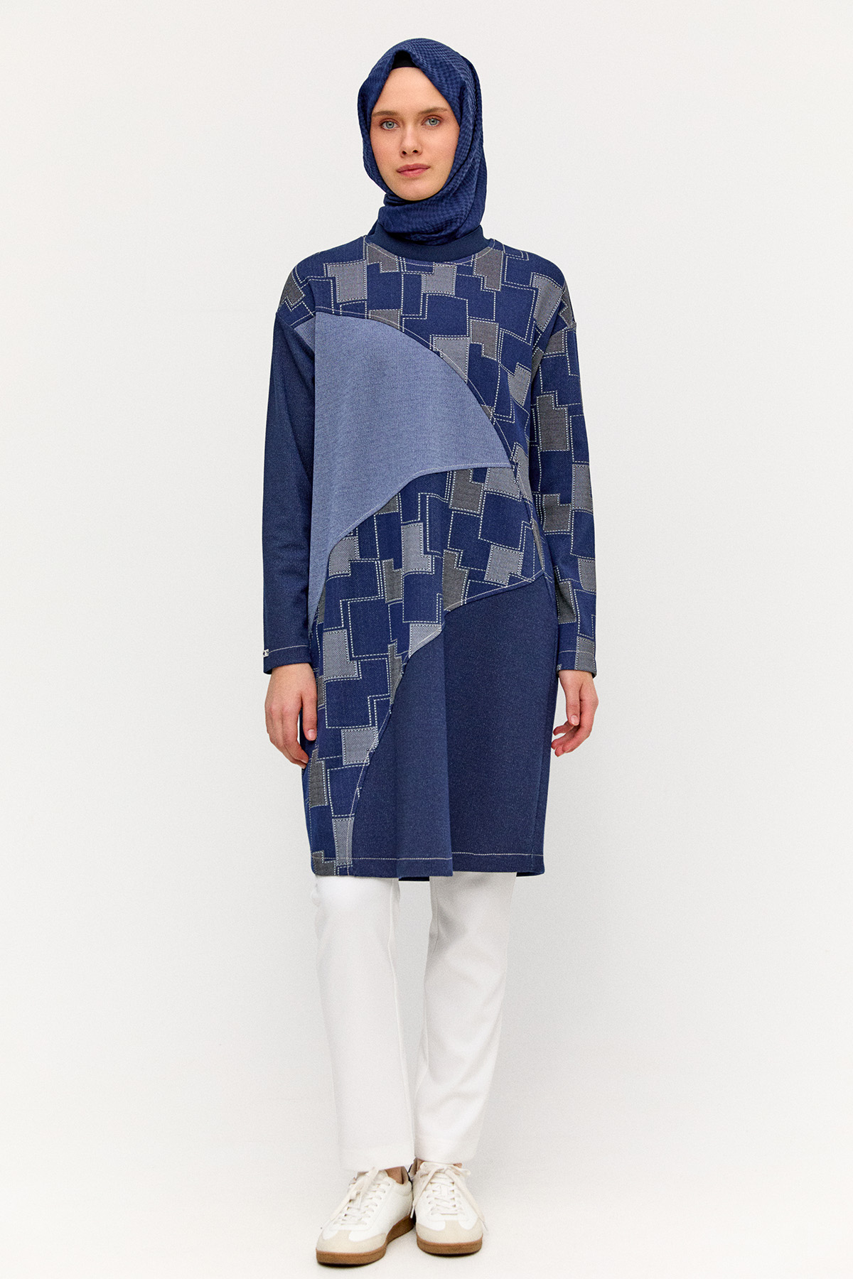 Blok Desenli Spor Tunik, Tesettür Giyim