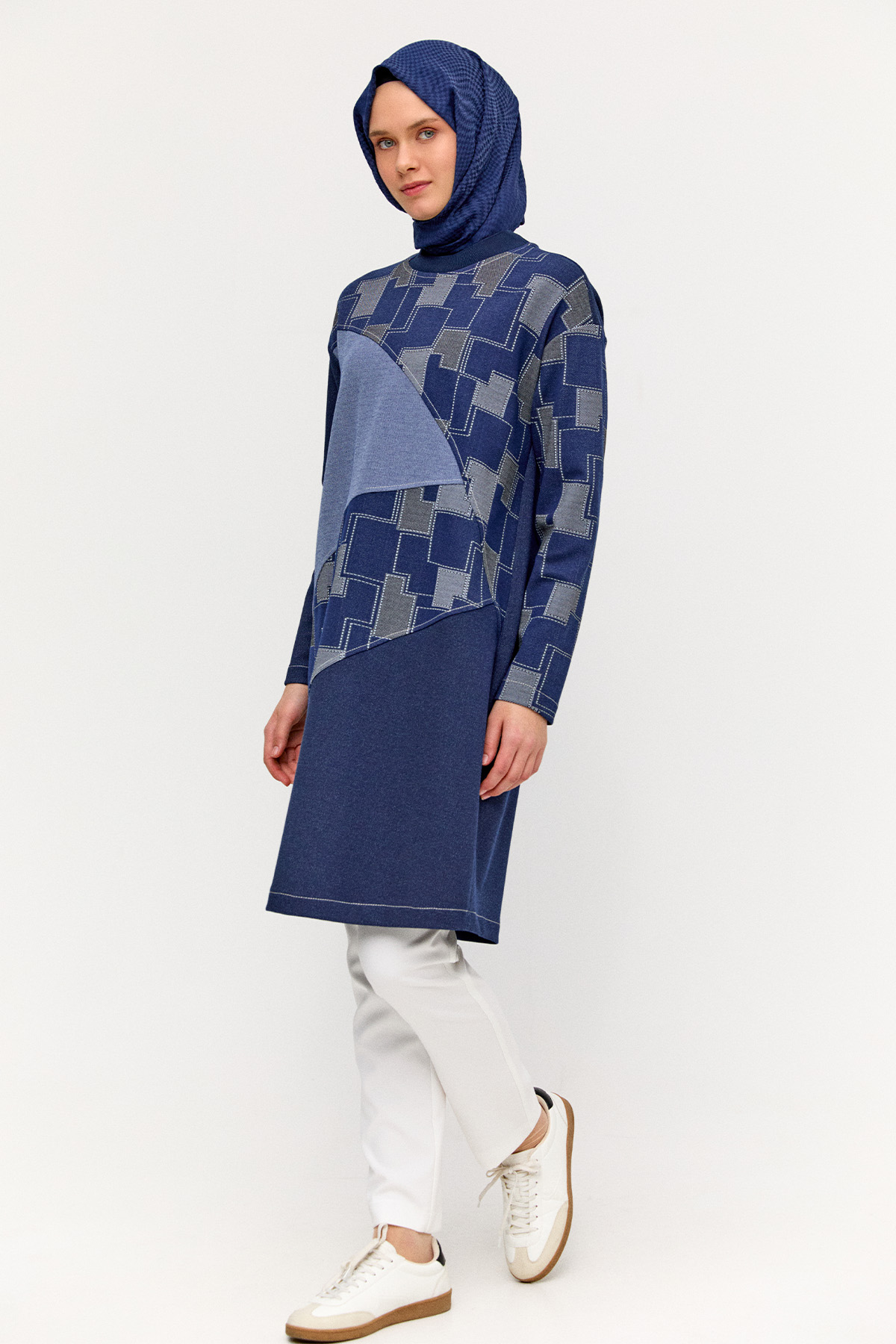 Blok Desenli Spor Tunik, Tesettür Giyim