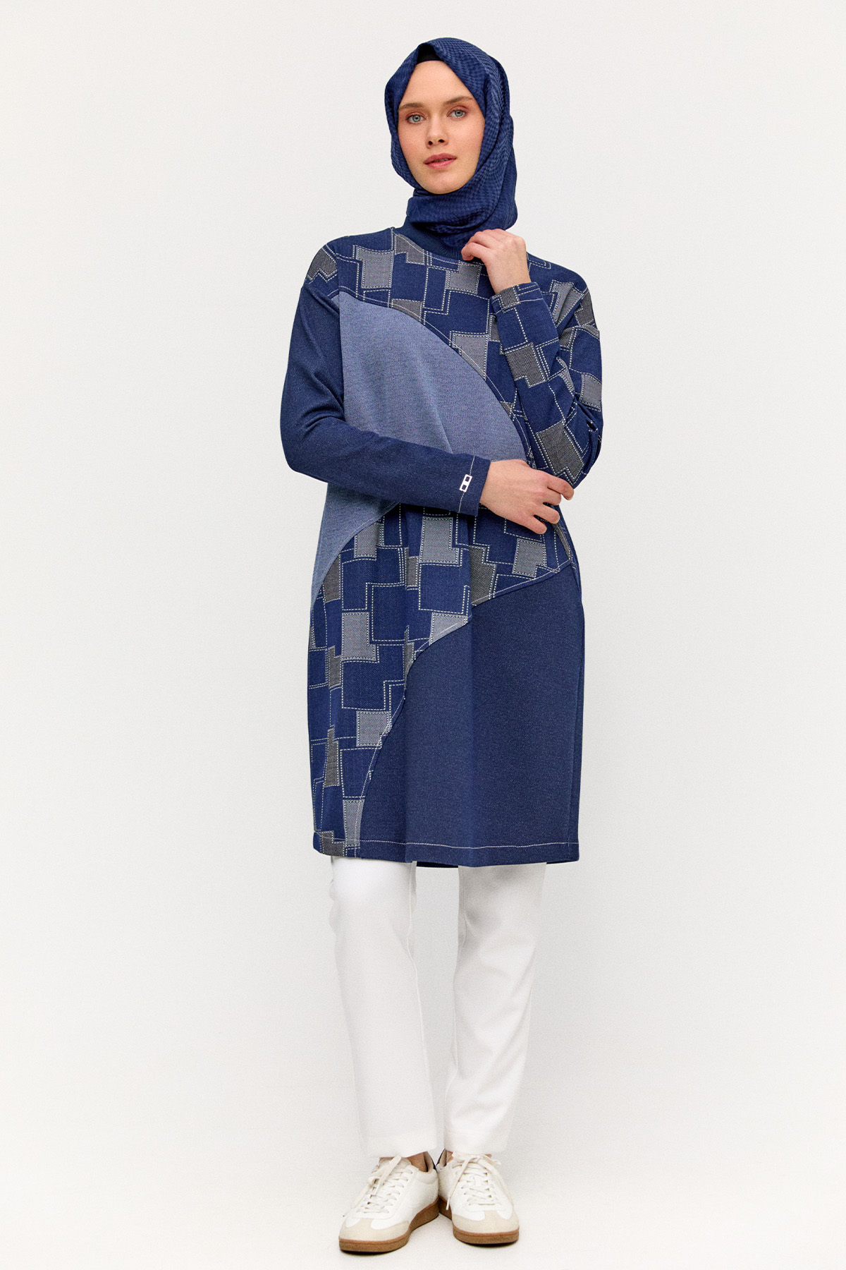 Blok Desenli Spor Tunik, Tesettür Giyim