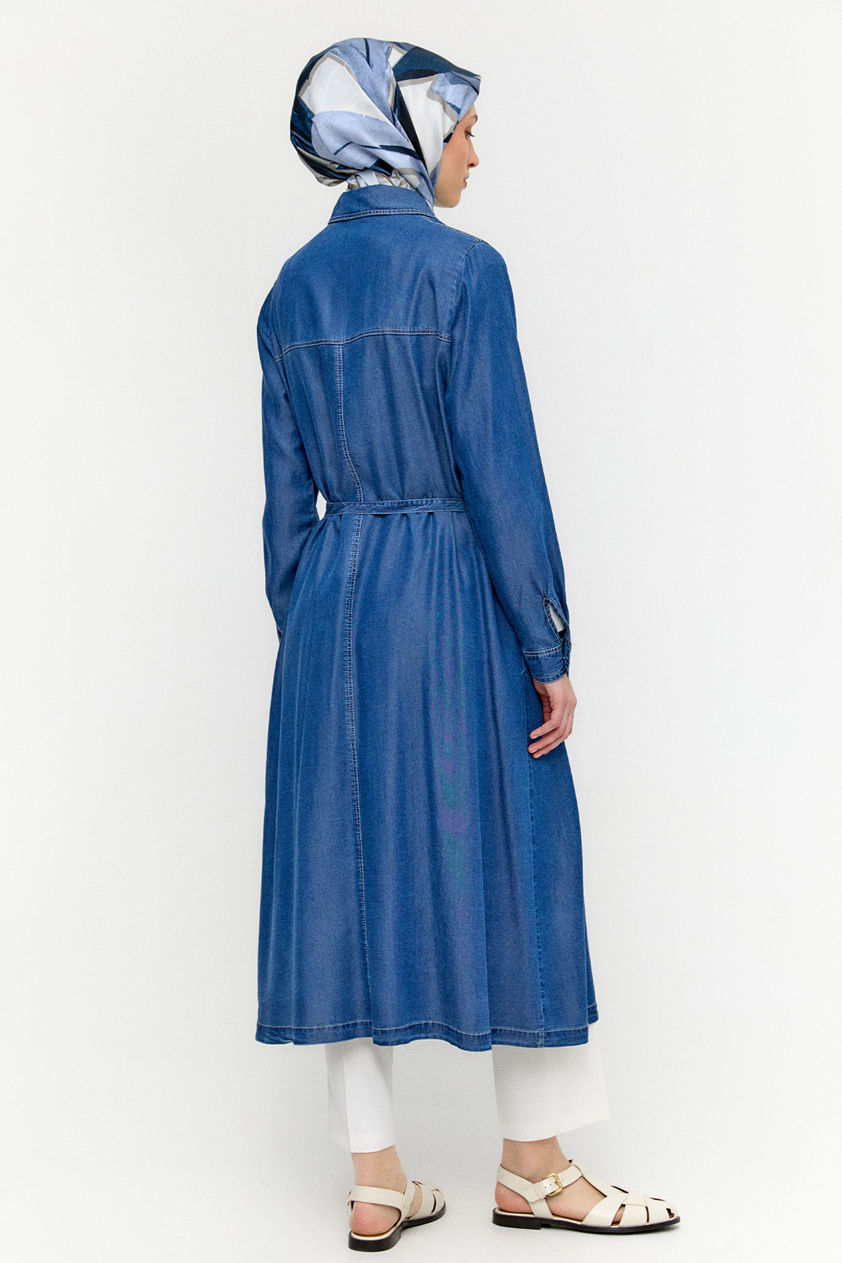 Kuşaklı Pamuk Uzun Tunik, Tesettür Giyim