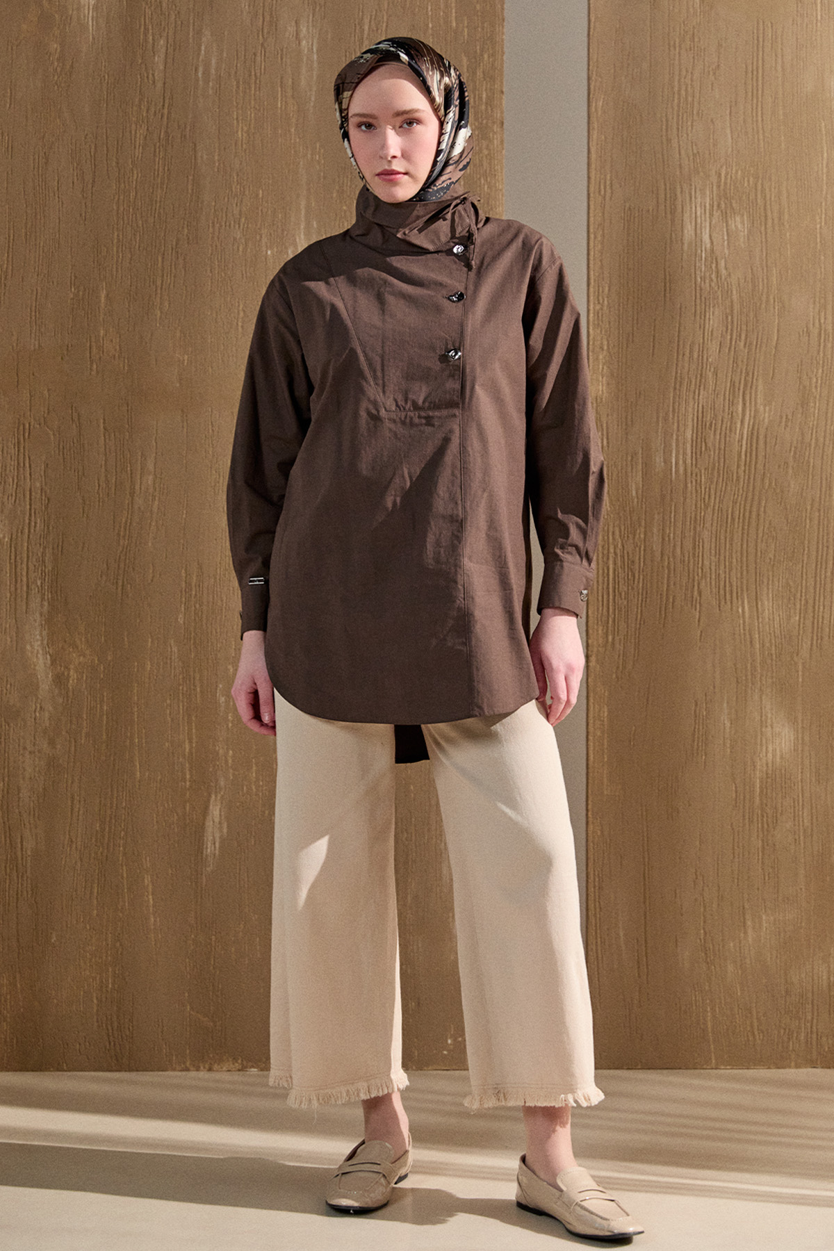 Yüksek Yakalı Pamuk Tunik, Tesettür Giyim