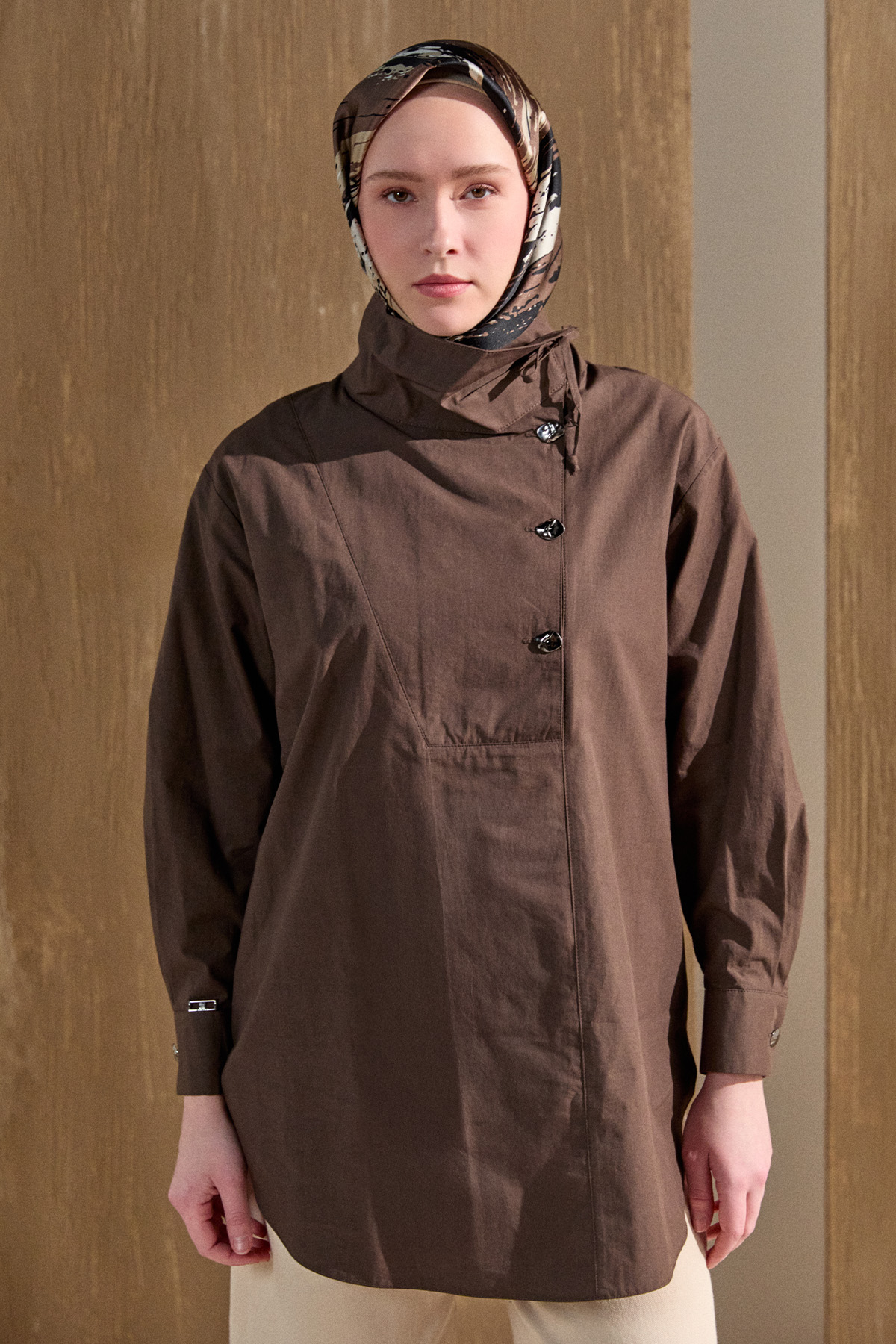 Yüksek Yakalı Pamuk Tunik, Tesettür Giyim