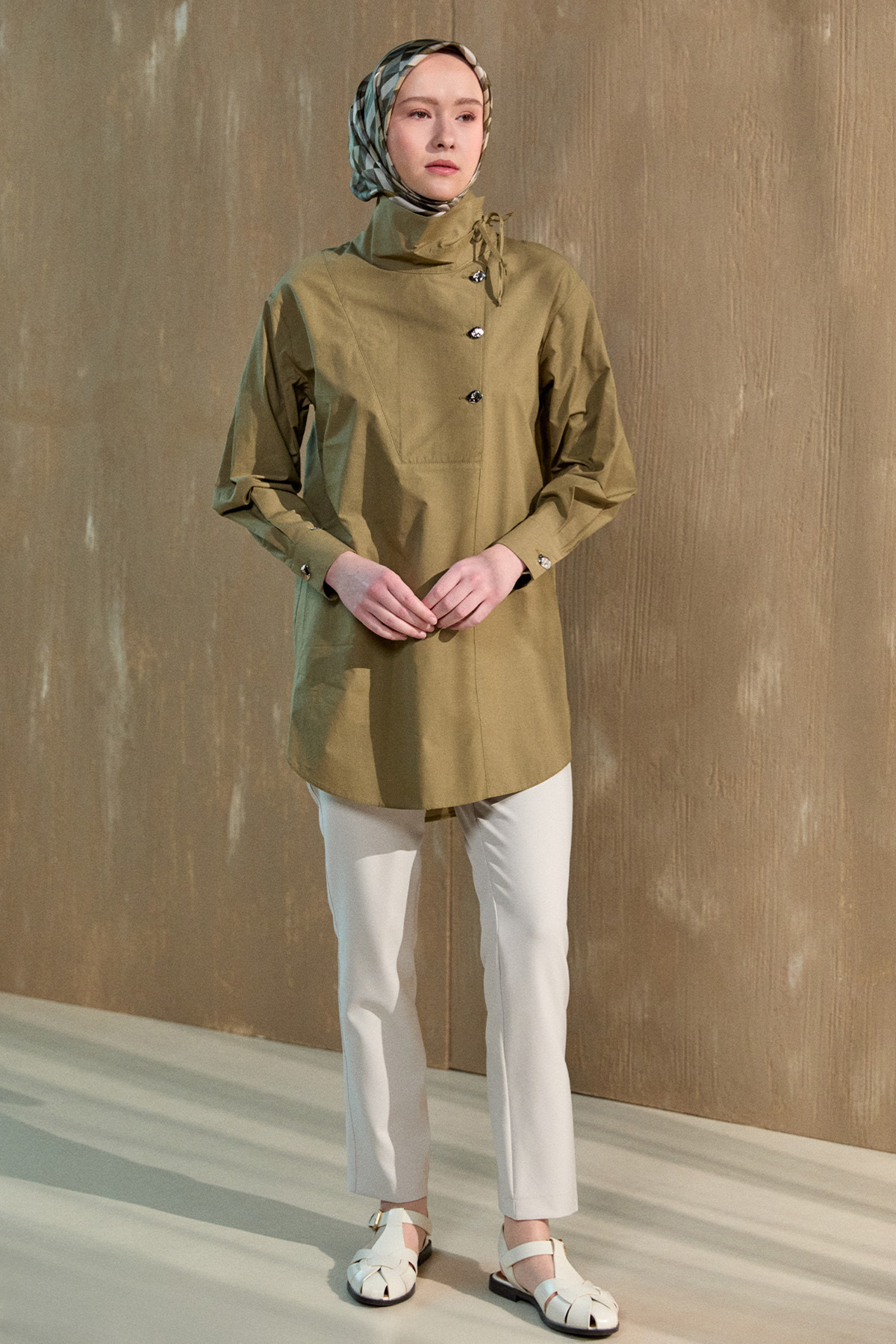 Yüksek Yakalı Pamuk Tunik, Tesettür Giyim