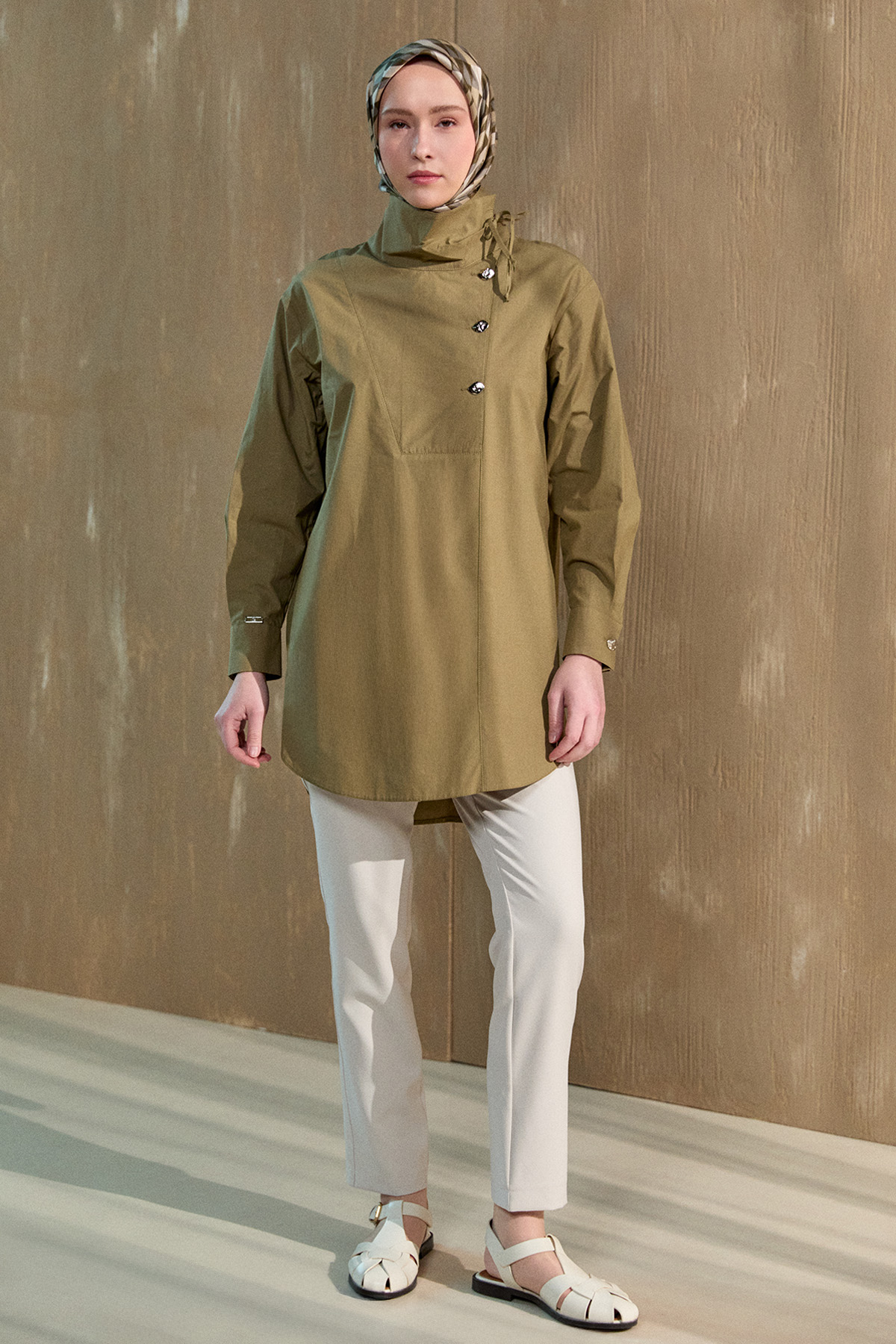 Yüksek Yakalı Pamuk Tunik, Tesettür Giyim
