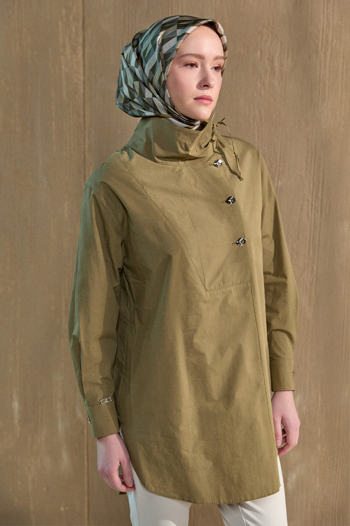 Yüksek Yakalı Pamuk Tunik, Tesettür Giyim