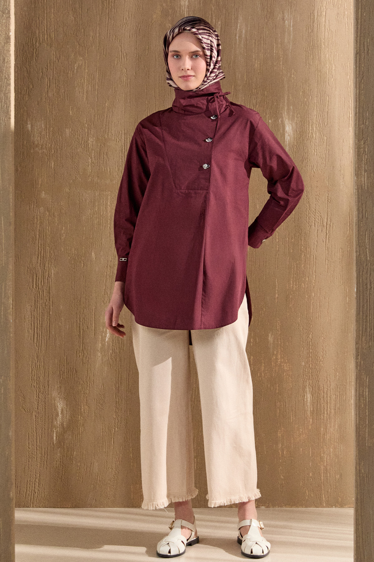 Yüksek Yakalı Pamuk Tunik, Tesettür Giyim