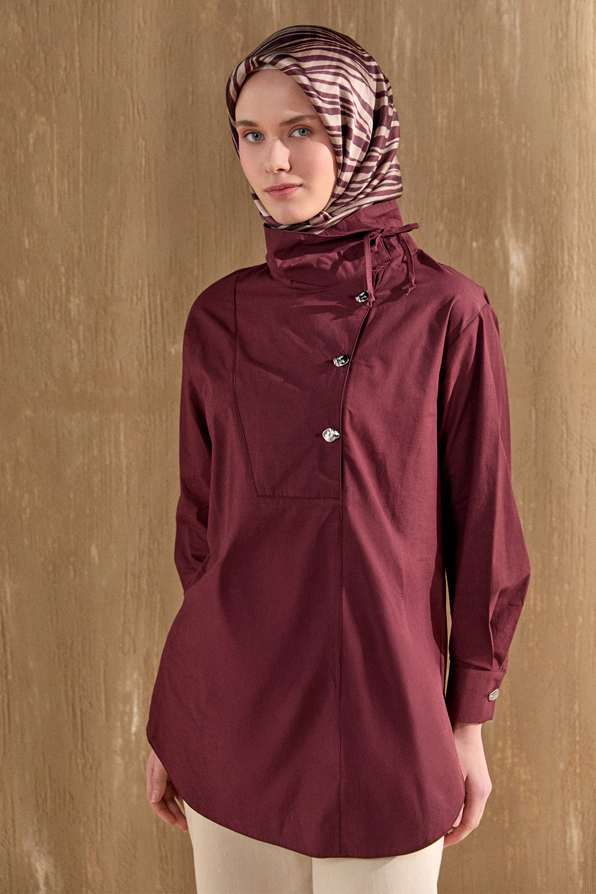 Yüksek Yakalı Pamuk Tunik, Tesettür Giyim