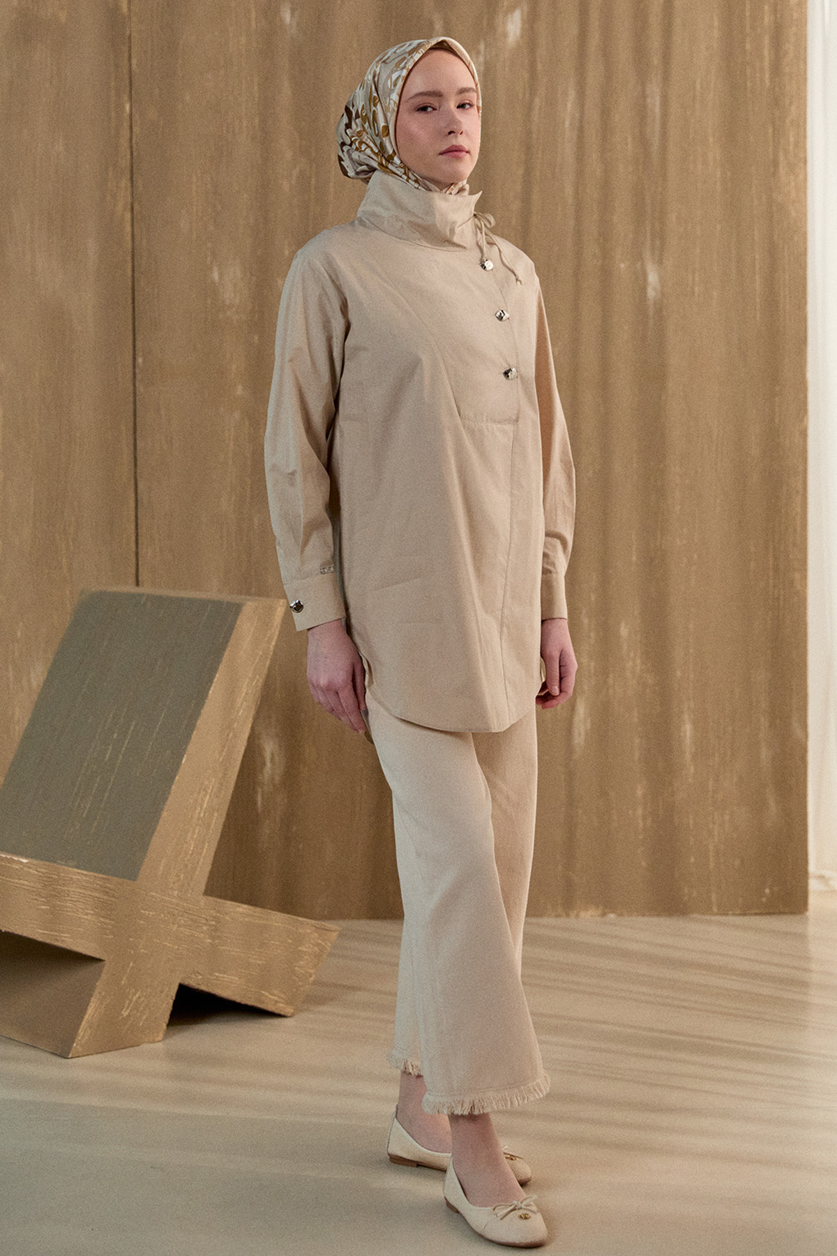 Yüksek Yakalı Pamuk Tunik, Tesettür Giyim