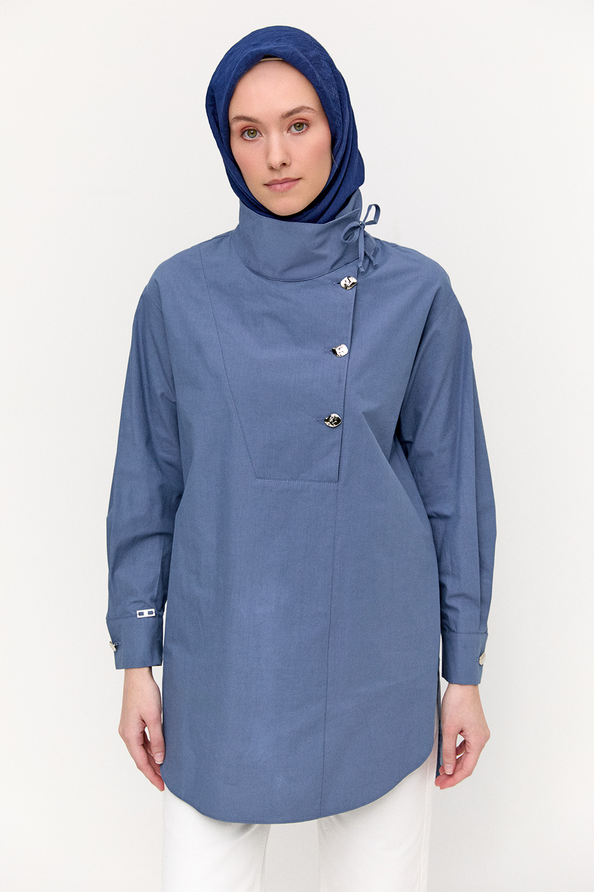 Yüksek Yakalı Pamuk Tunik, Tesettür Giyim