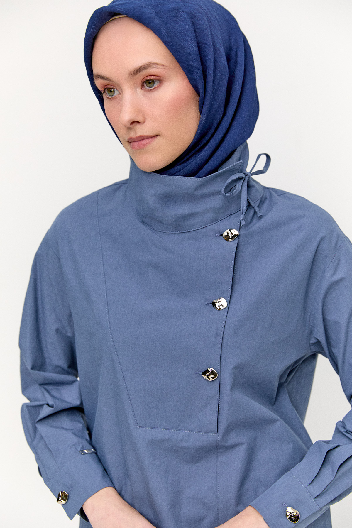 Yüksek Yakalı Pamuk Tunik, Tesettür Giyim