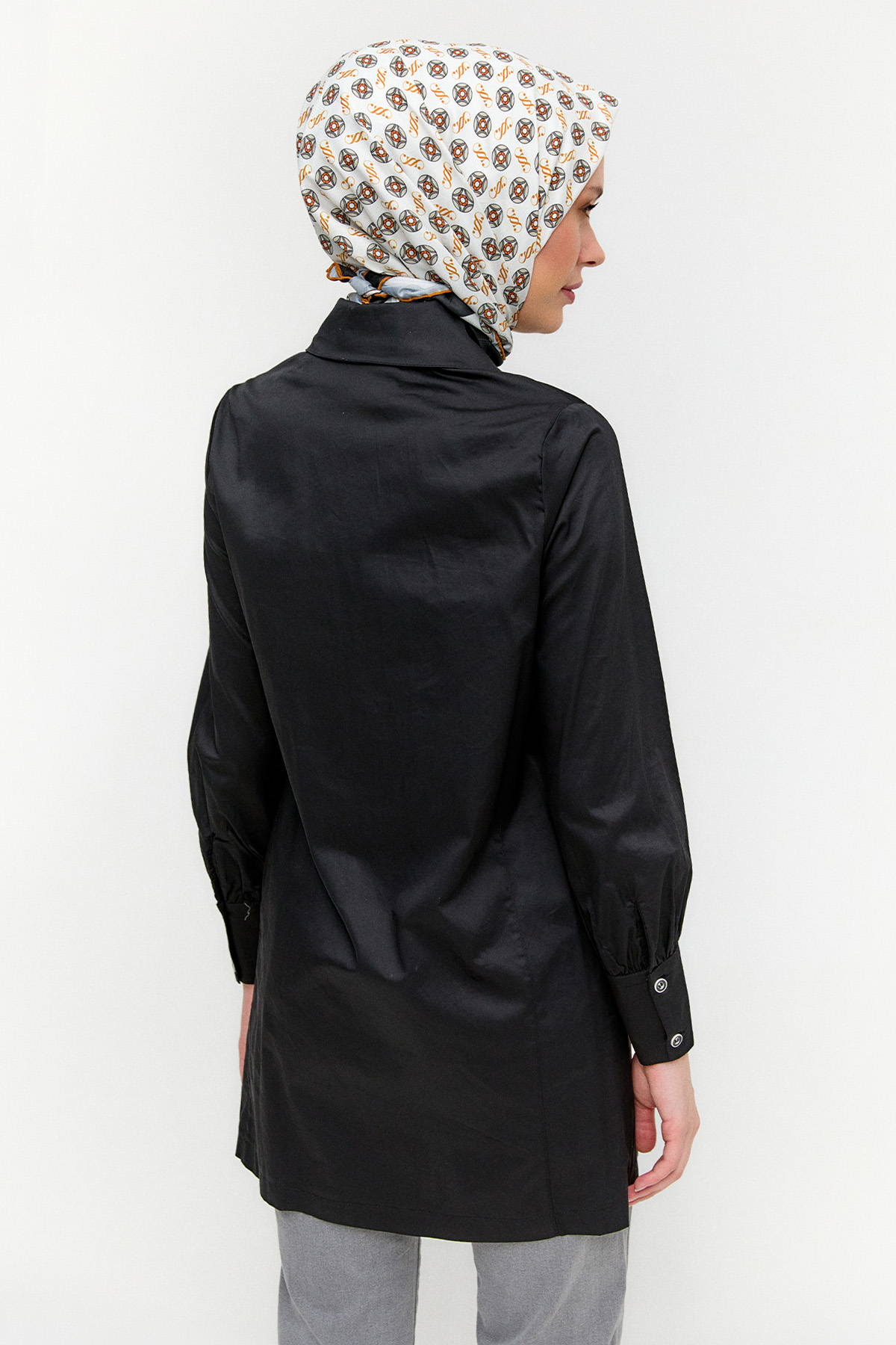 Asimetrik Yakalı Kuşaklı Pamuk Tunik, Tesettür Giyim