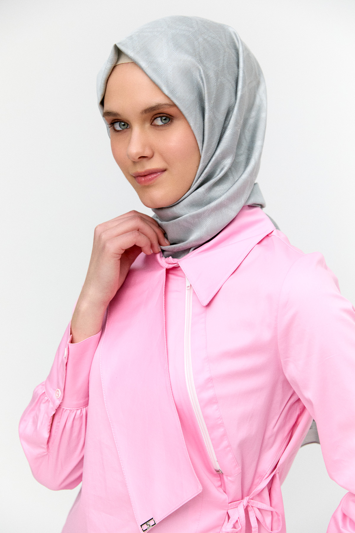 Asimetrik Yakalı Kuşaklı Pamuk Tunik, Tesettür Giyim