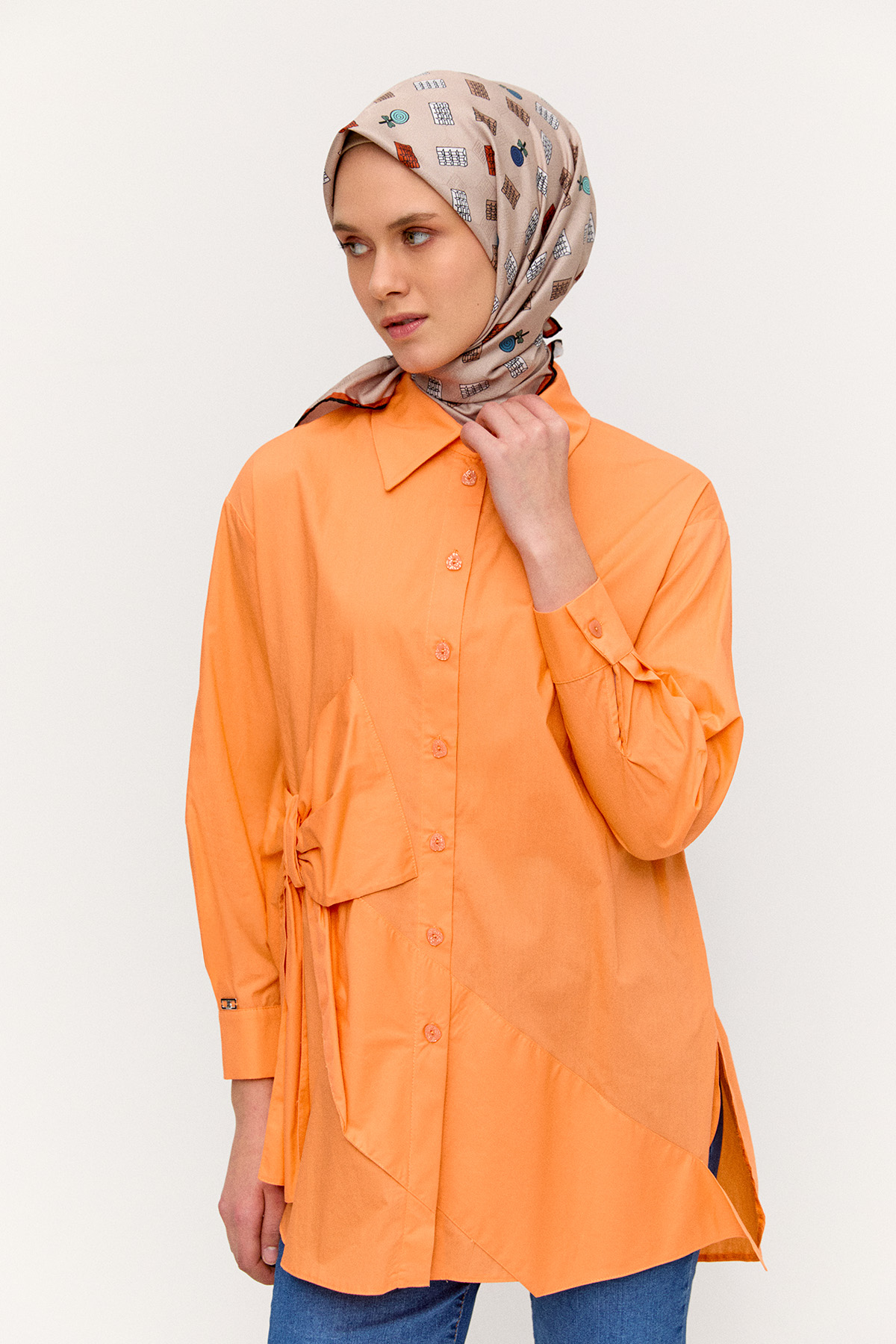 Fiyonklu Pamuk Tunik, Tesettür Giyim