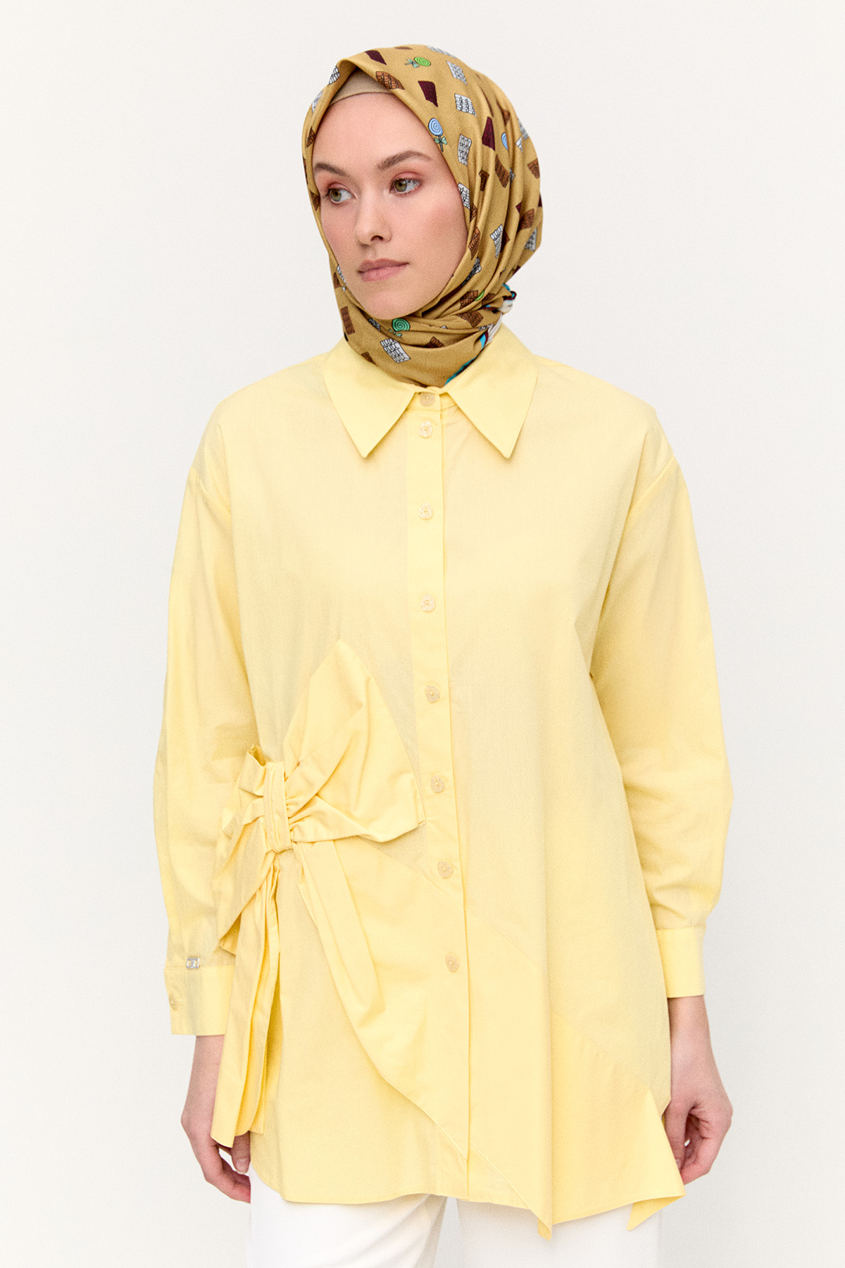 Fiyonklu Pamuk Tunik, Tesettür Giyim