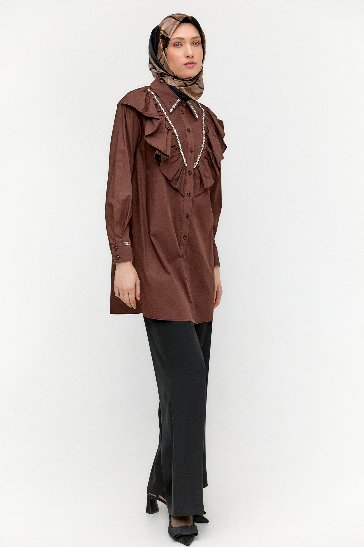 Volanlı Pamuk Tunik, Tesettür Giyim