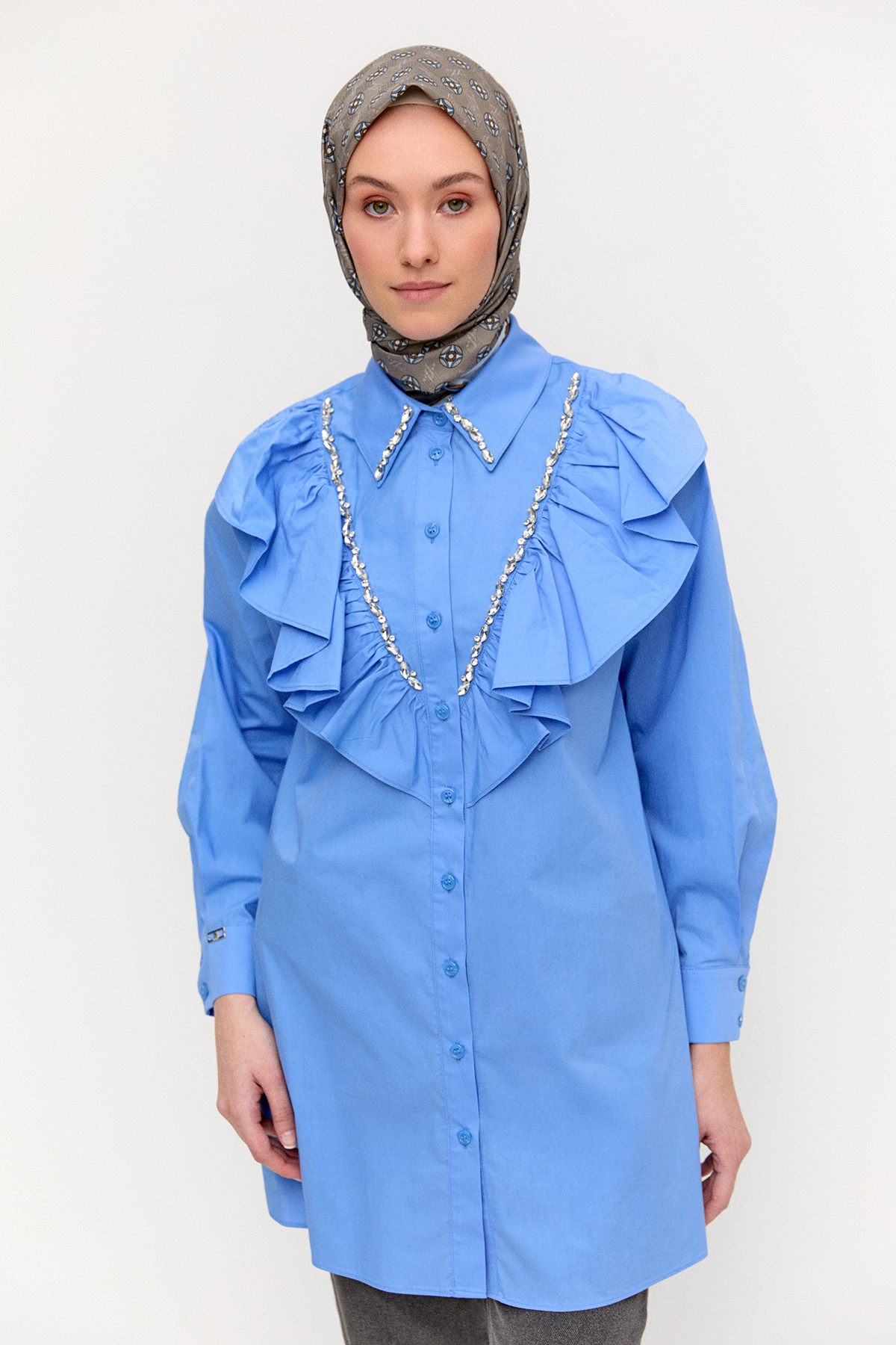 Volanlı Pamuk Tunik, Tesettür Giyim
