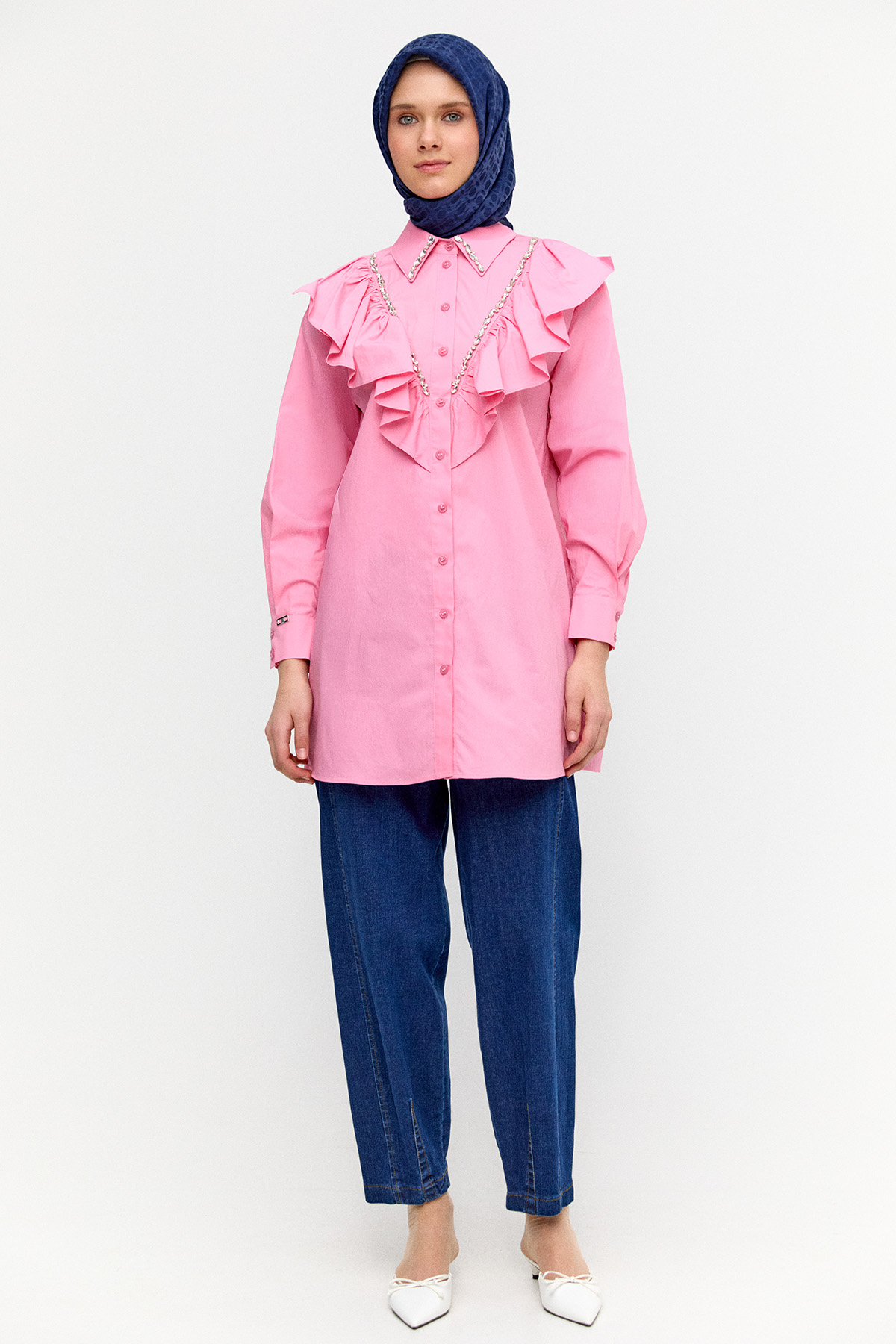 Volanlı Pamuk Tunik, Tesettür Giyim