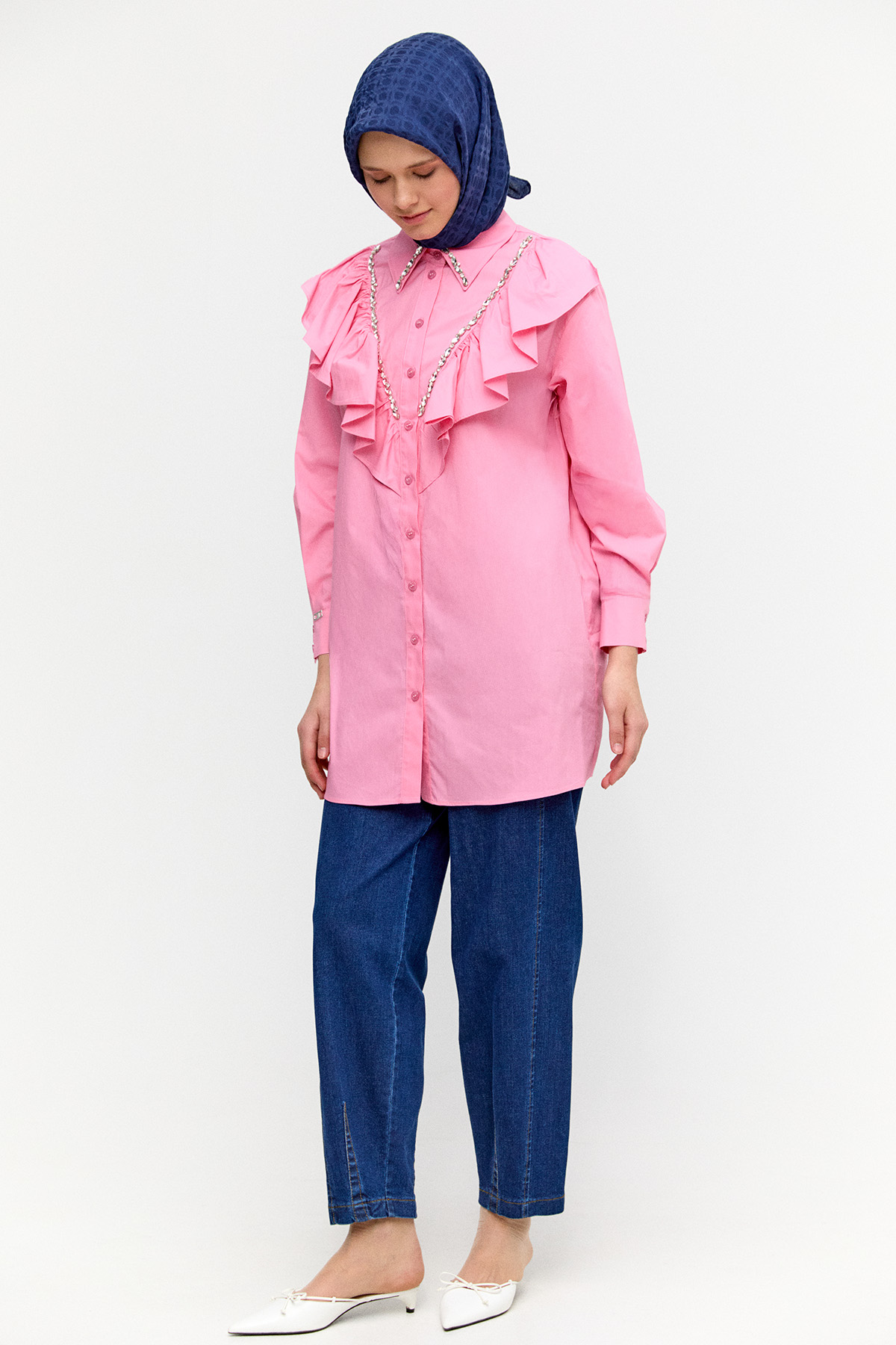 Volanlı Pamuk Tunik, Tesettür Giyim