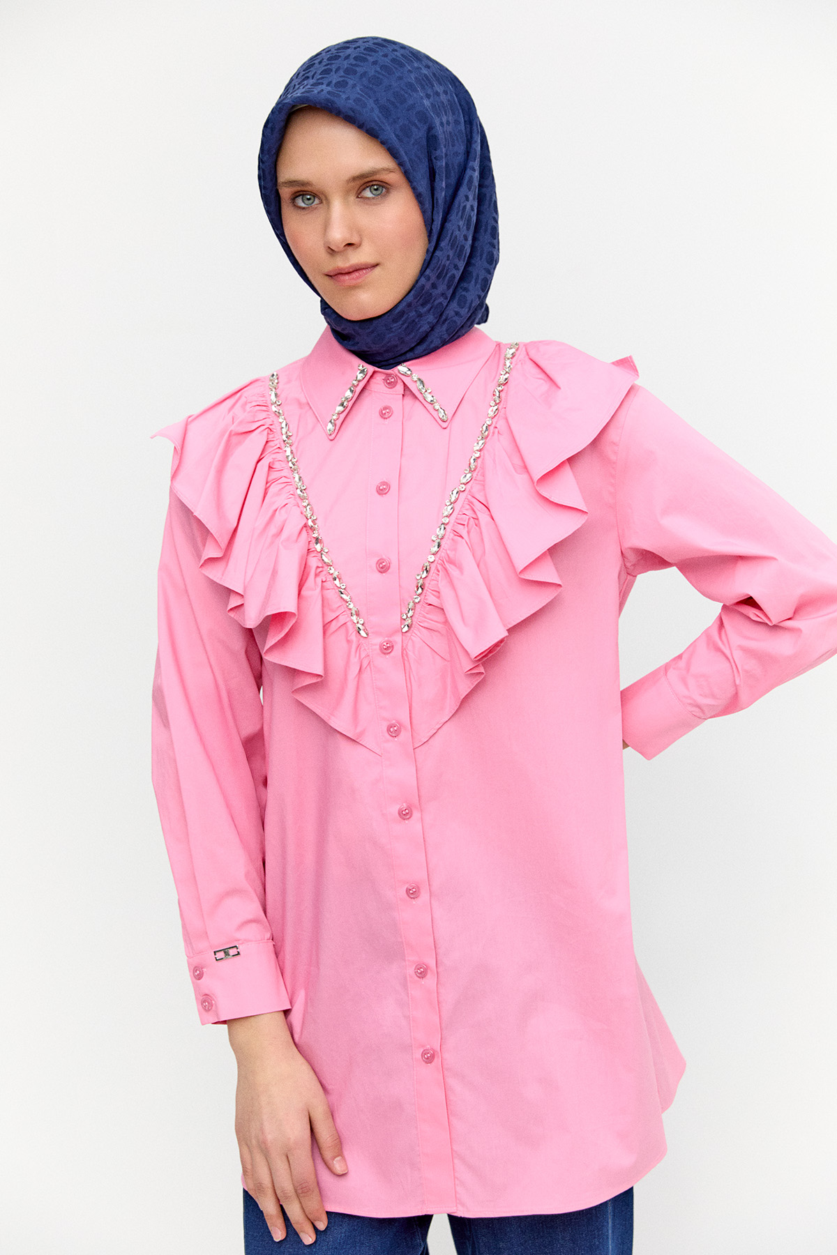 Volanlı Pamuk Tunik, Tesettür Giyim