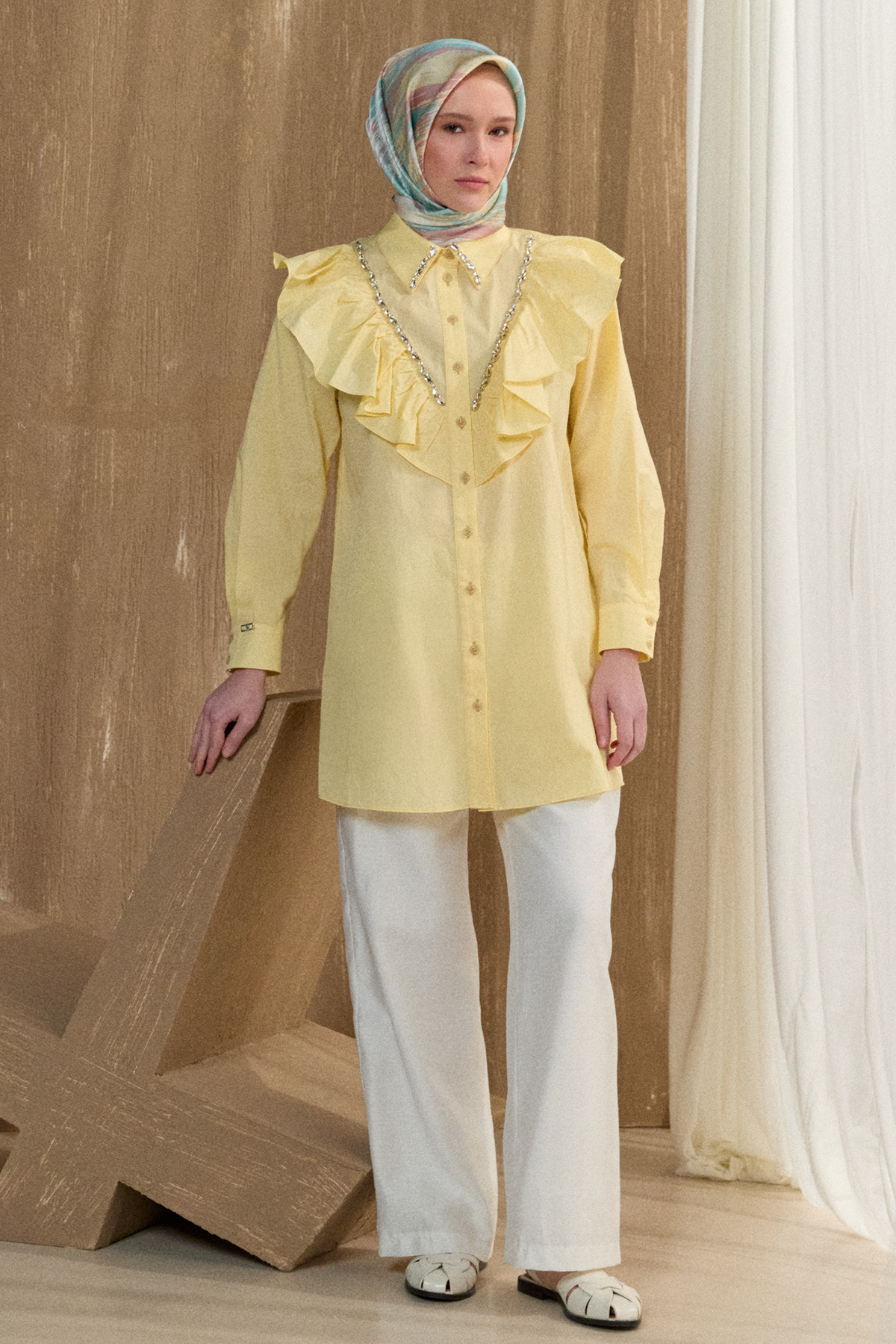 Volanlı Pamuk Tunik, Tesettür Giyim