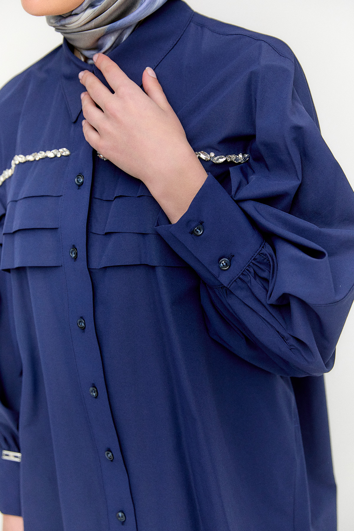 Taşlı Allerli Pamuklu Tunik, Tesettür Giyim