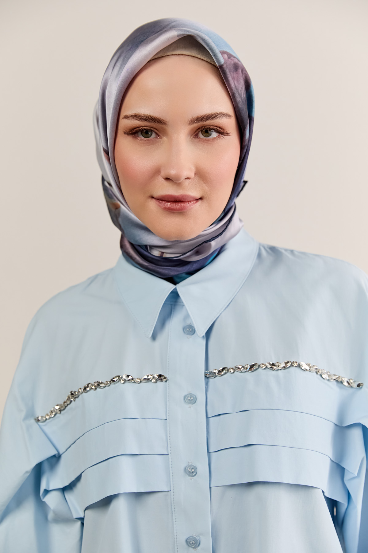 Taşlı Allerli Pamuklu Tunik, Tesettür Giyim