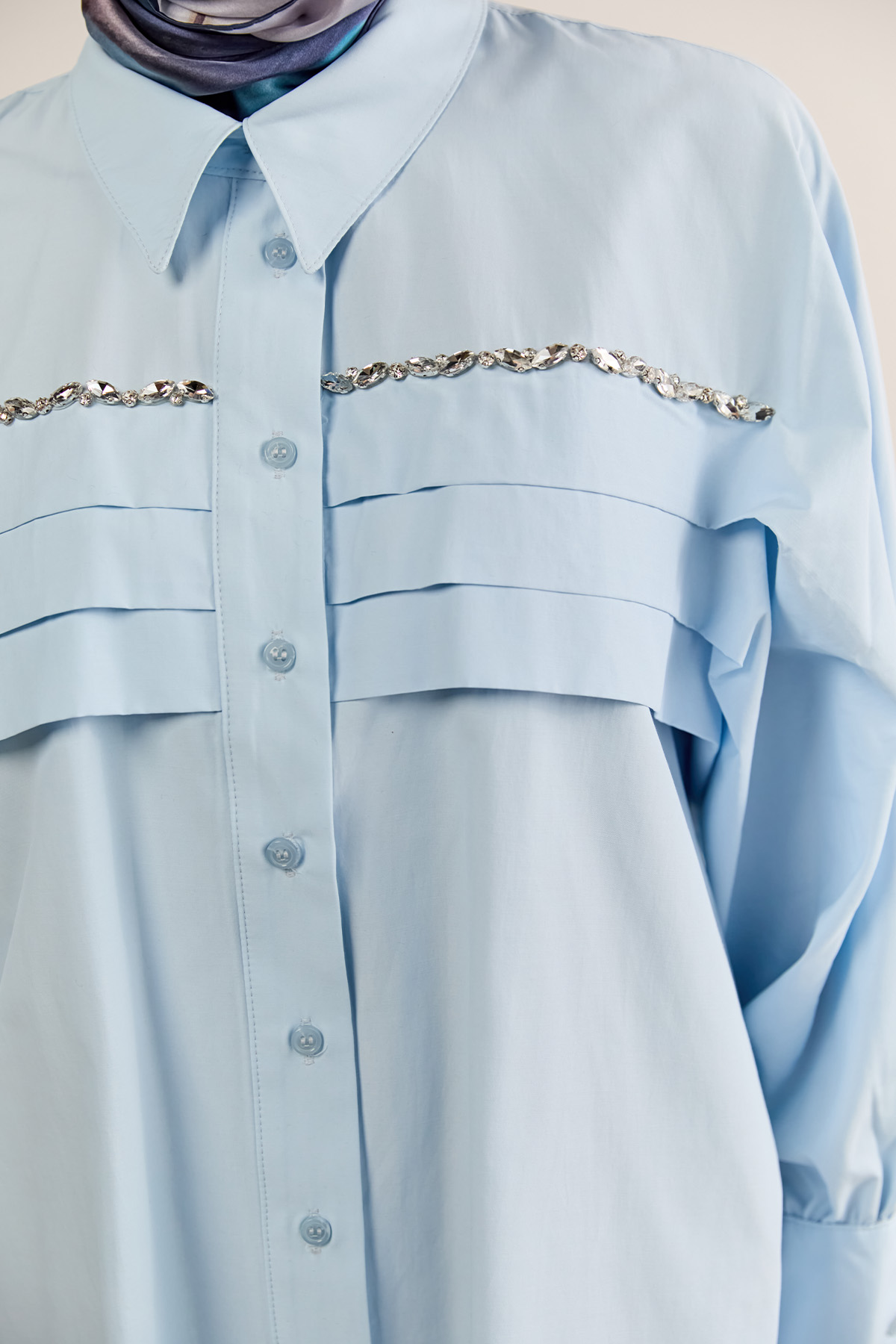 Taşlı Allerli Pamuklu Tunik, Tesettür Giyim