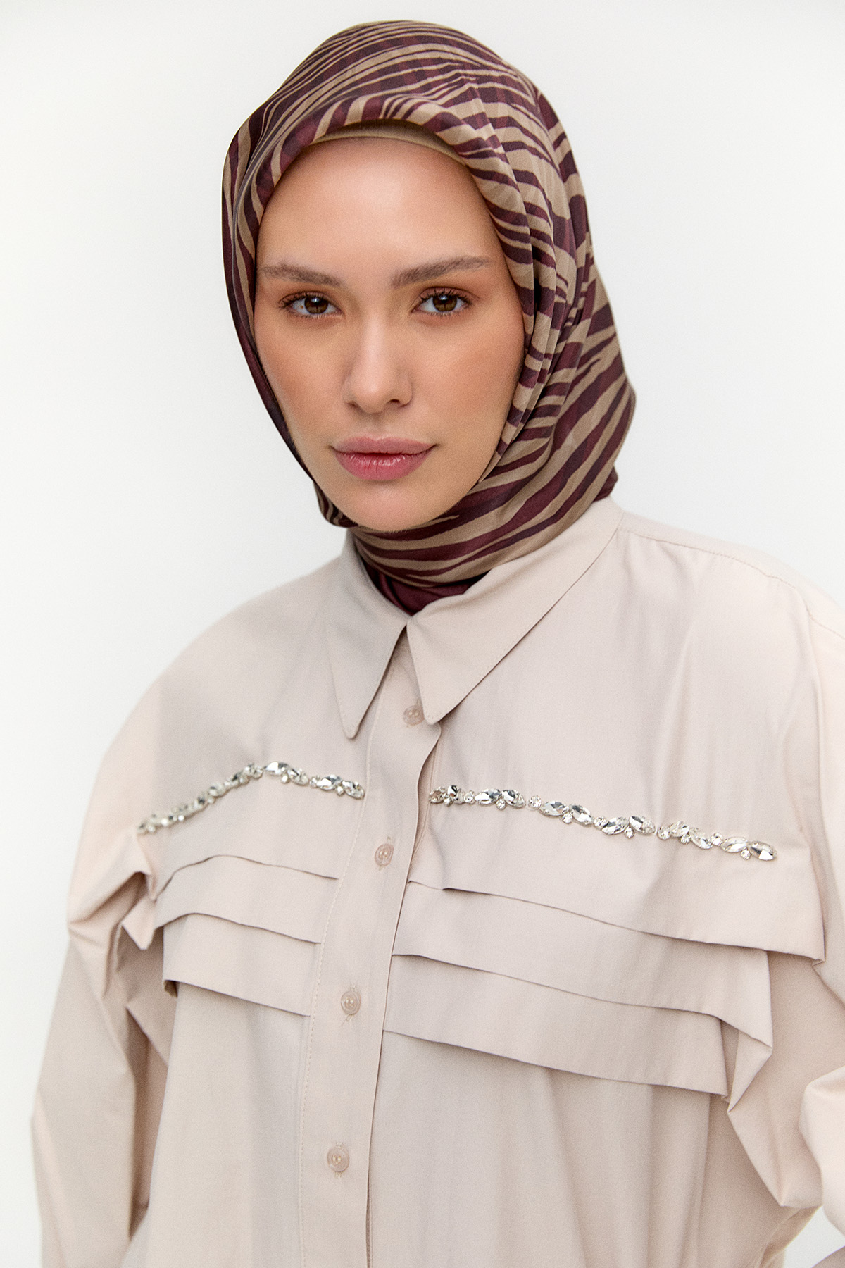 Taşlı Allerli Pamuklu Tunik, Tesettür Giyim