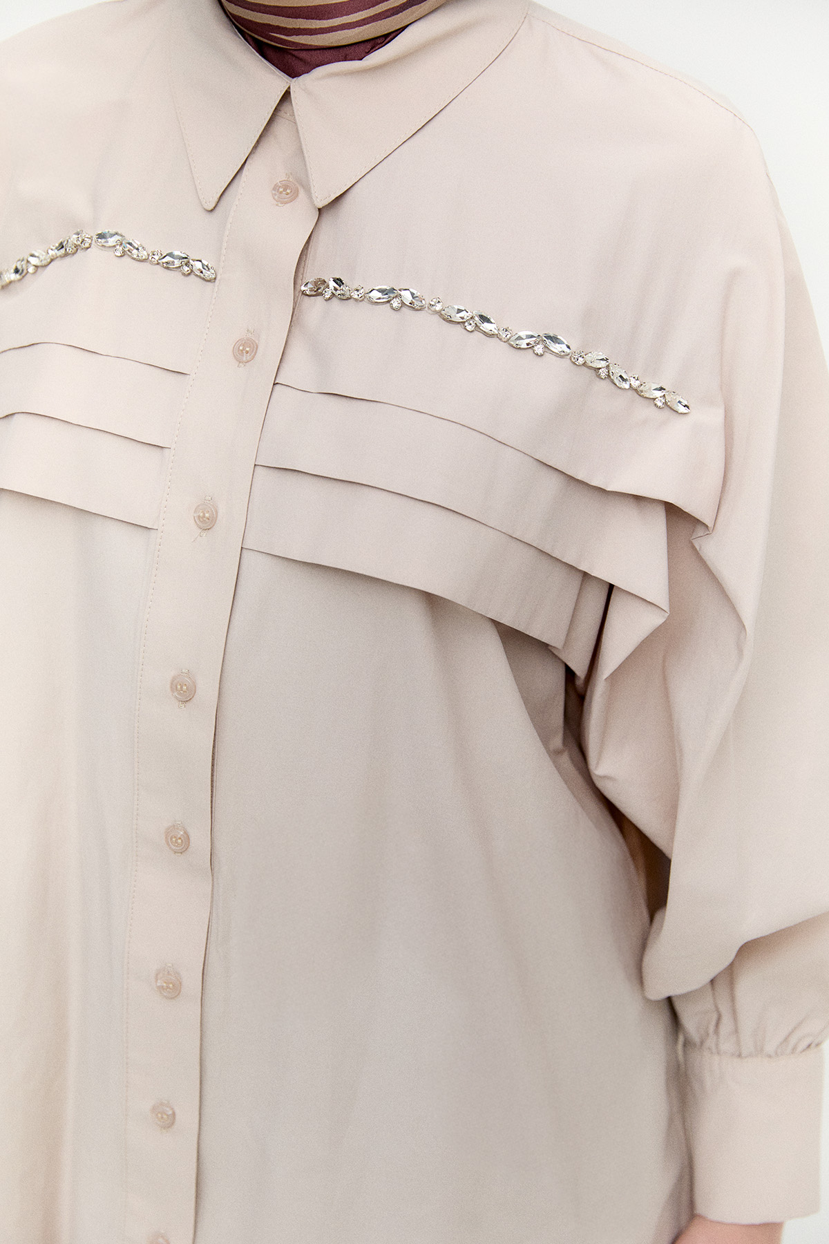 Taşlı Allerli Pamuklu Tunik, Tesettür Giyim