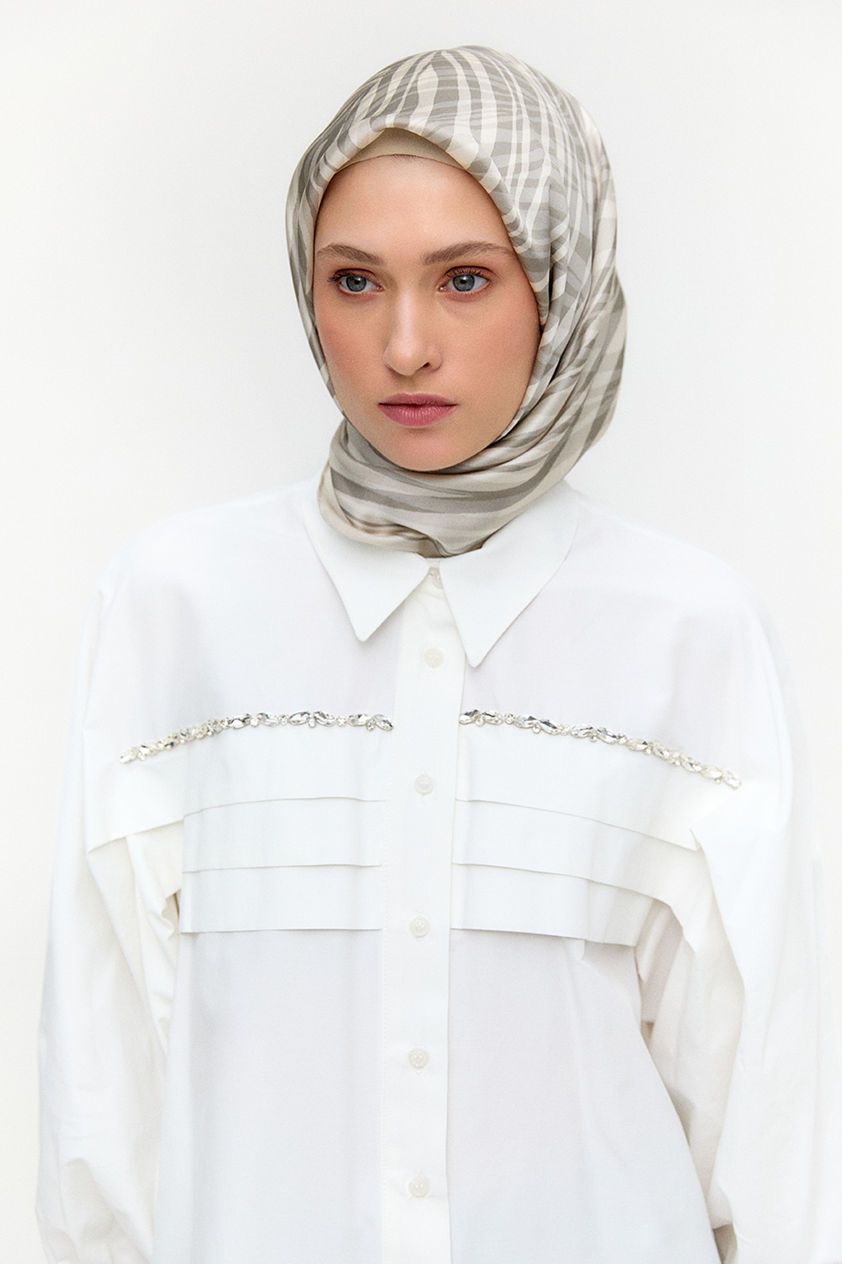 Taşlı Allerli Pamuklu Tunik, Tesettür Giyim