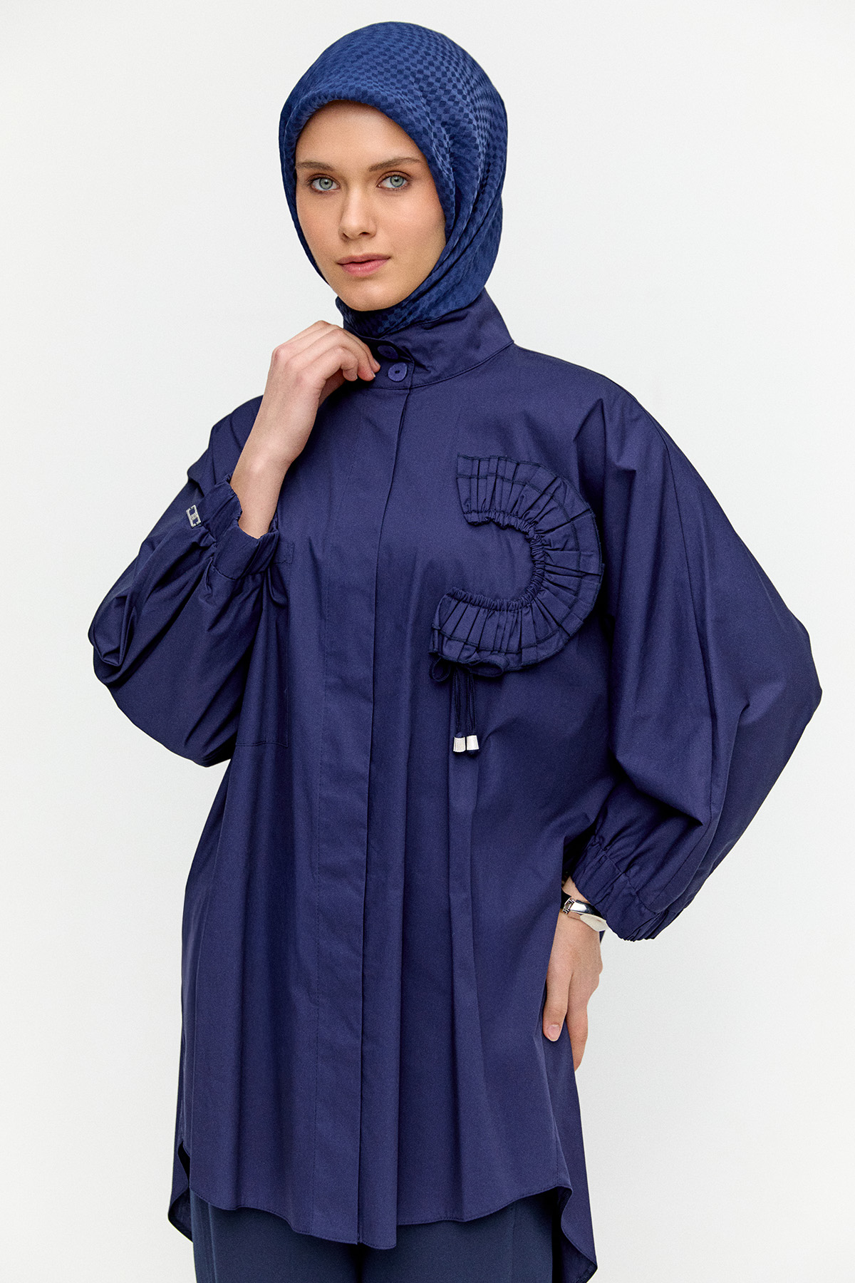 Yüksek Yakalı Pamuk Tunik, Tesettür Giyim