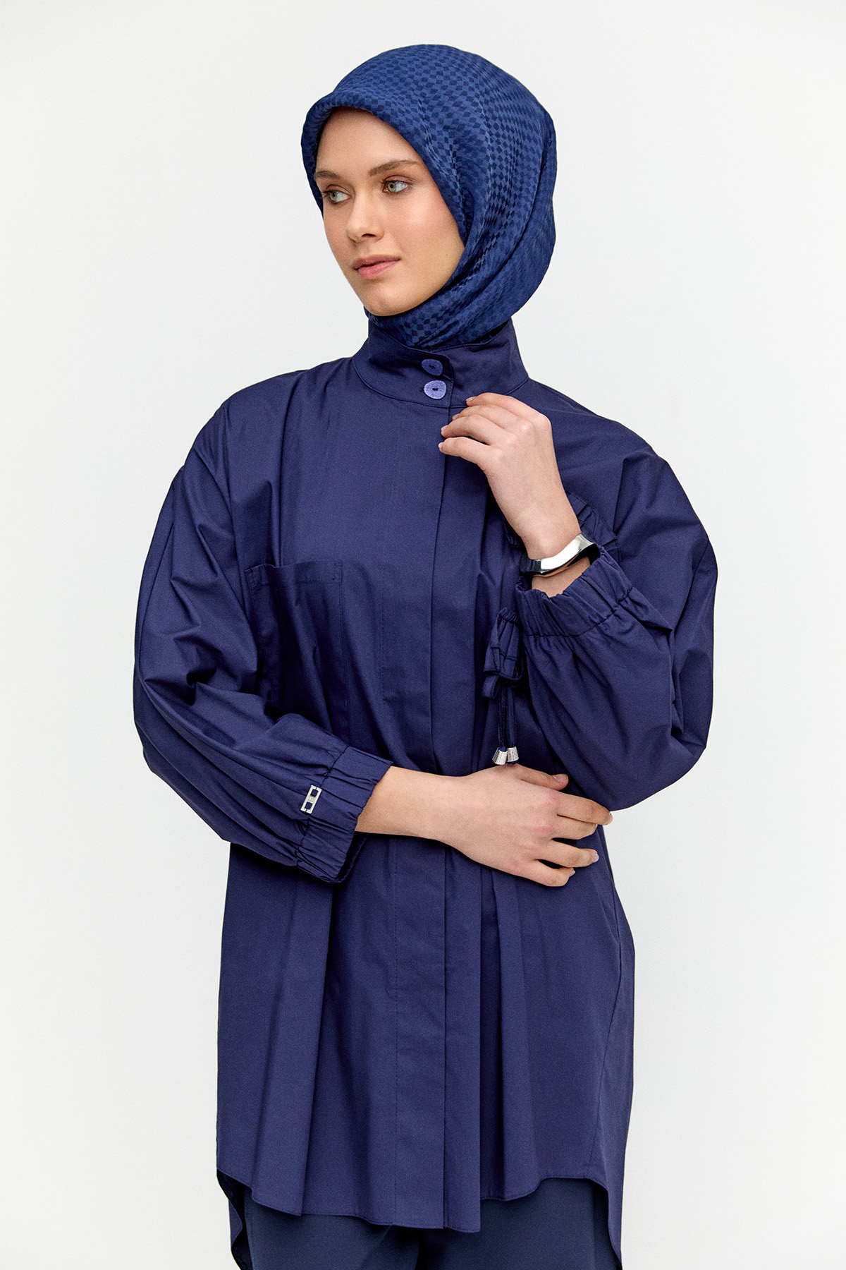 Yüksek Yakalı Pamuk Tunik, Tesettür Giyim